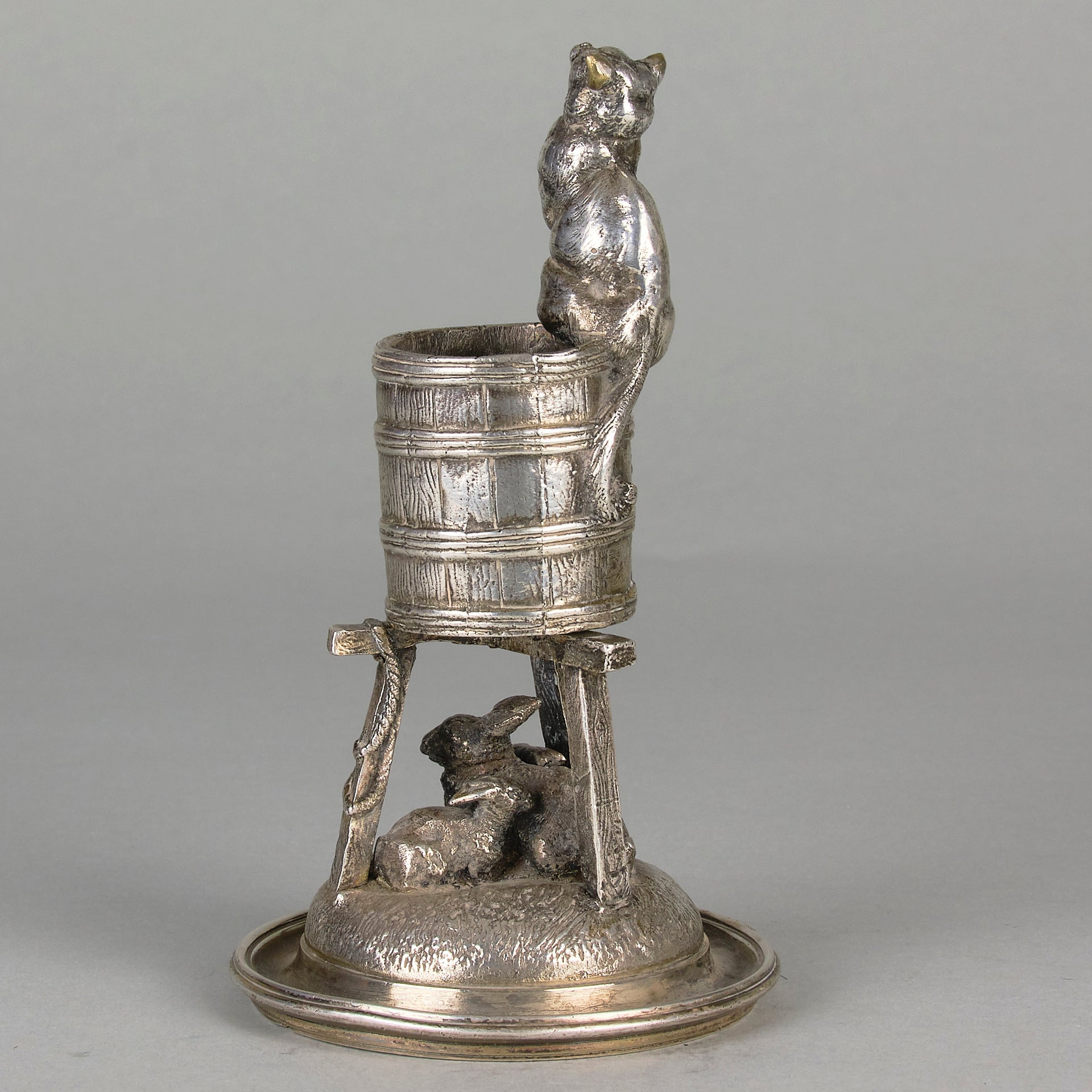 Pautrot Cat & Bunnies - Ferdinand Pautrot Bronze - Hickmet Fine Arts