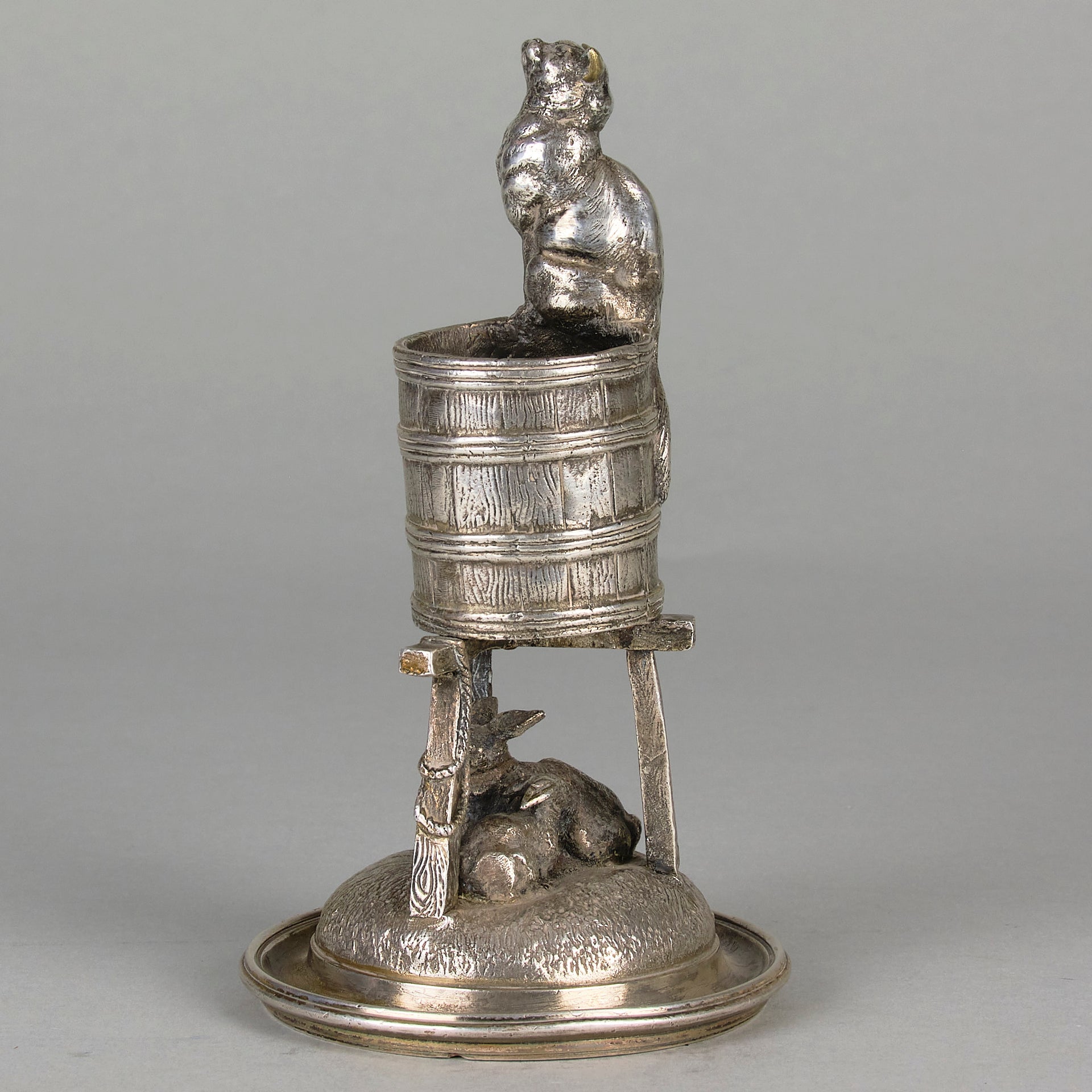 Pautrot Cat & Bunnies - Ferdinand Pautrot Bronze - Hickmet Fine Arts