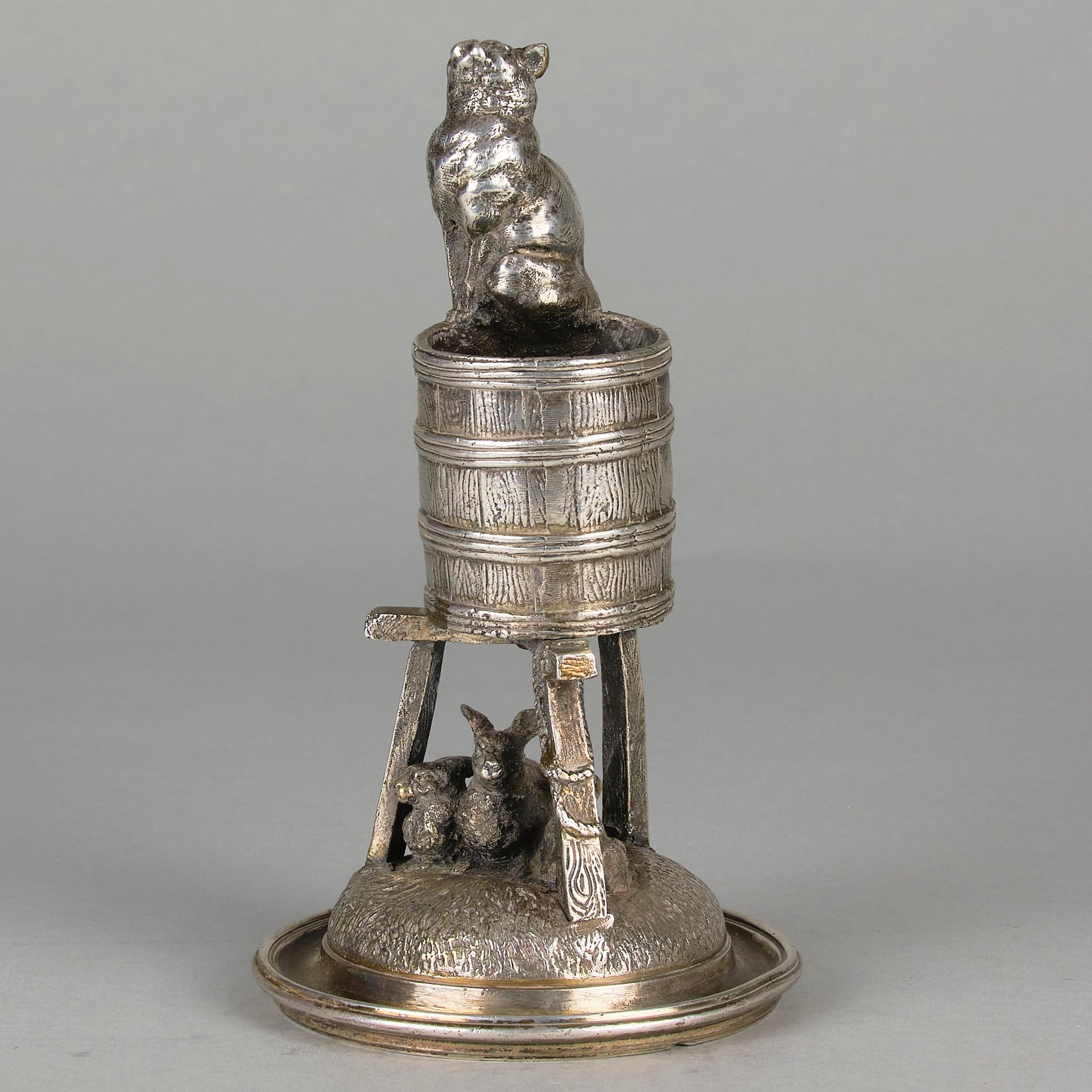 Pautrot Cat & Bunnies - Ferdinand Pautrot Bronze - Hickmet Fine Arts