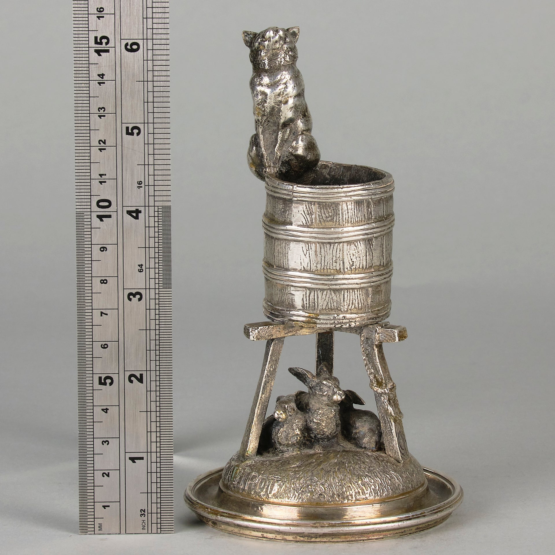 Pautrot Cat & Bunnies - Ferdinand Pautrot Bronze - Hickmet Fine Arts