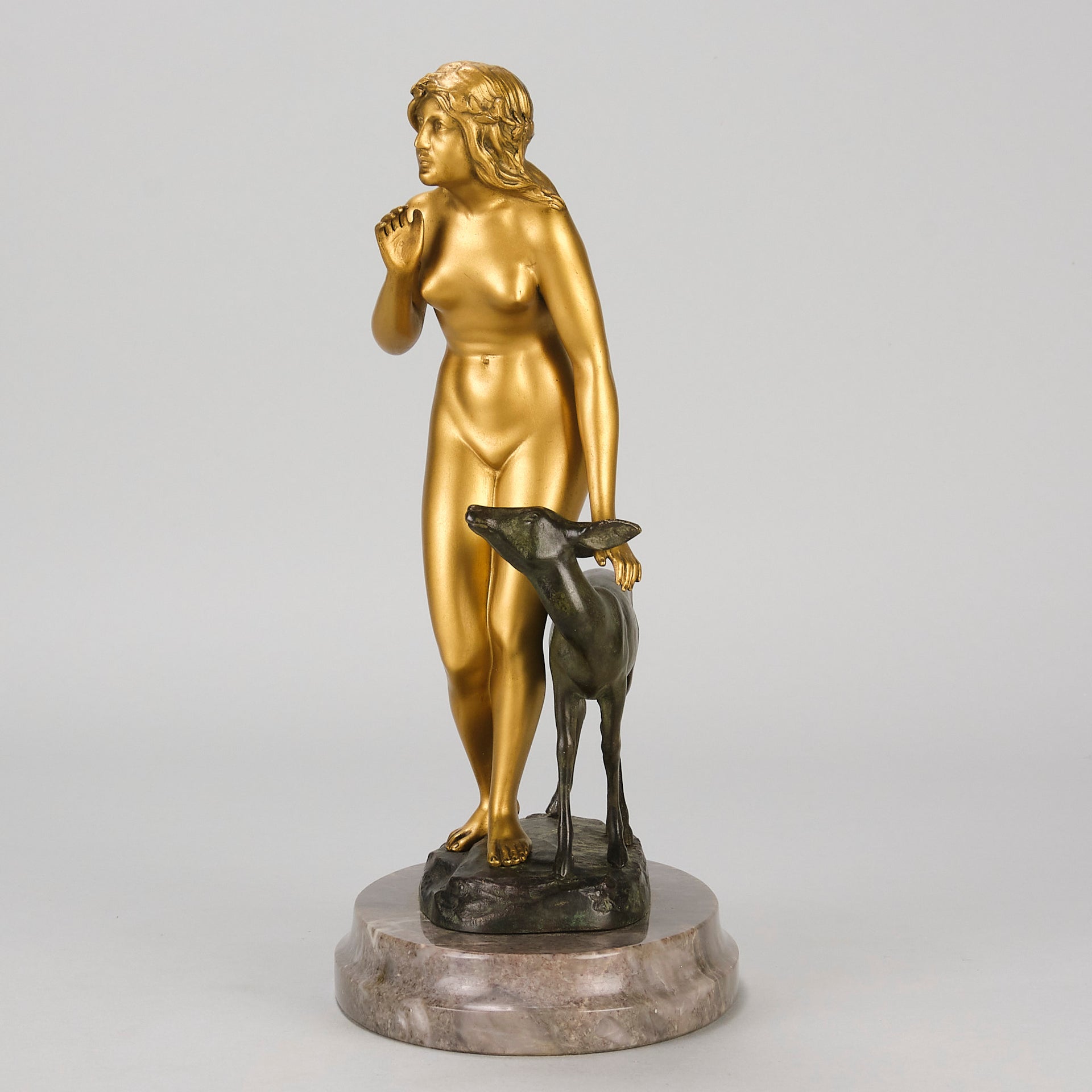 Woman and Deer - Perrot Bronze - Hickmet Fine Arts  