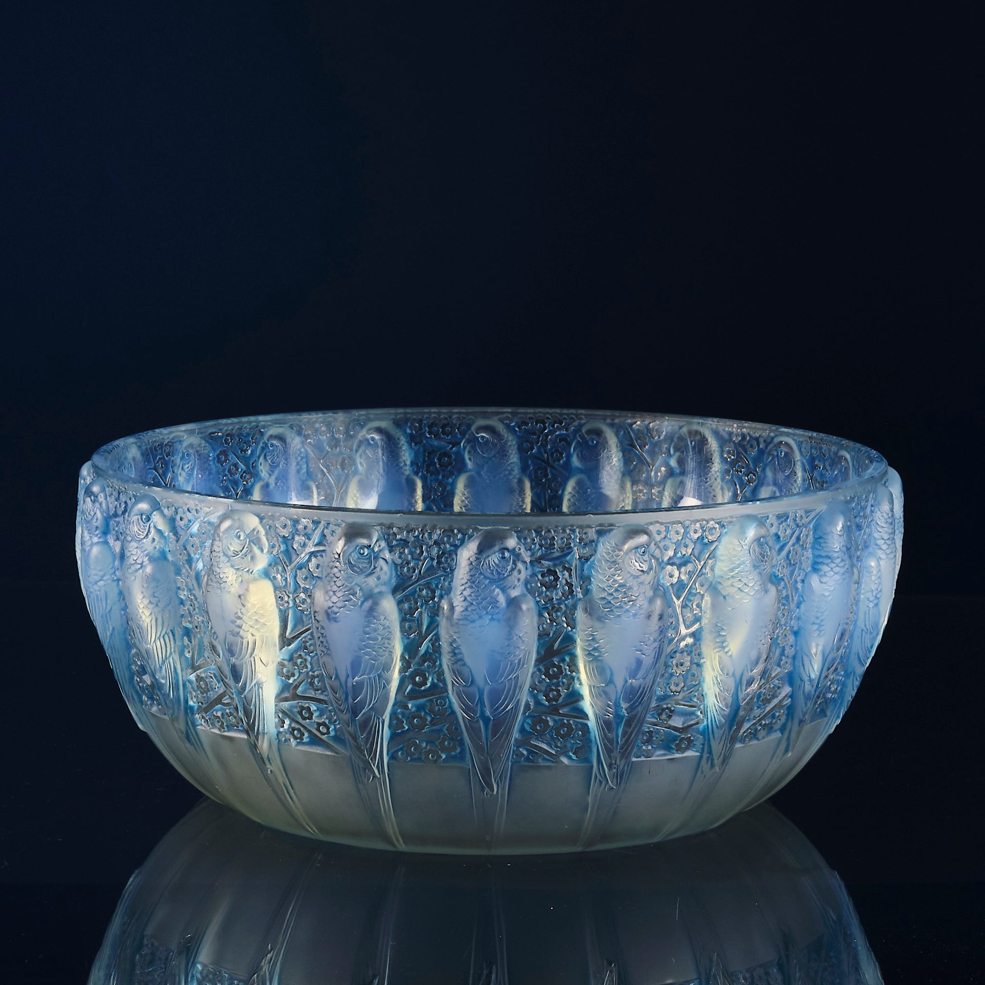 Lalique Perruches Bowl - Art Deco Glass Lalique - Hickmet Fine Arts