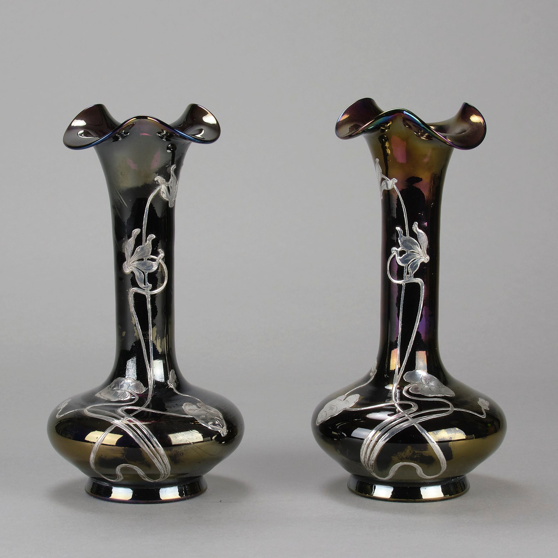 Rindskopf Vases - Art Nouveau Silvered Vases - Hickmet Fine Arts 