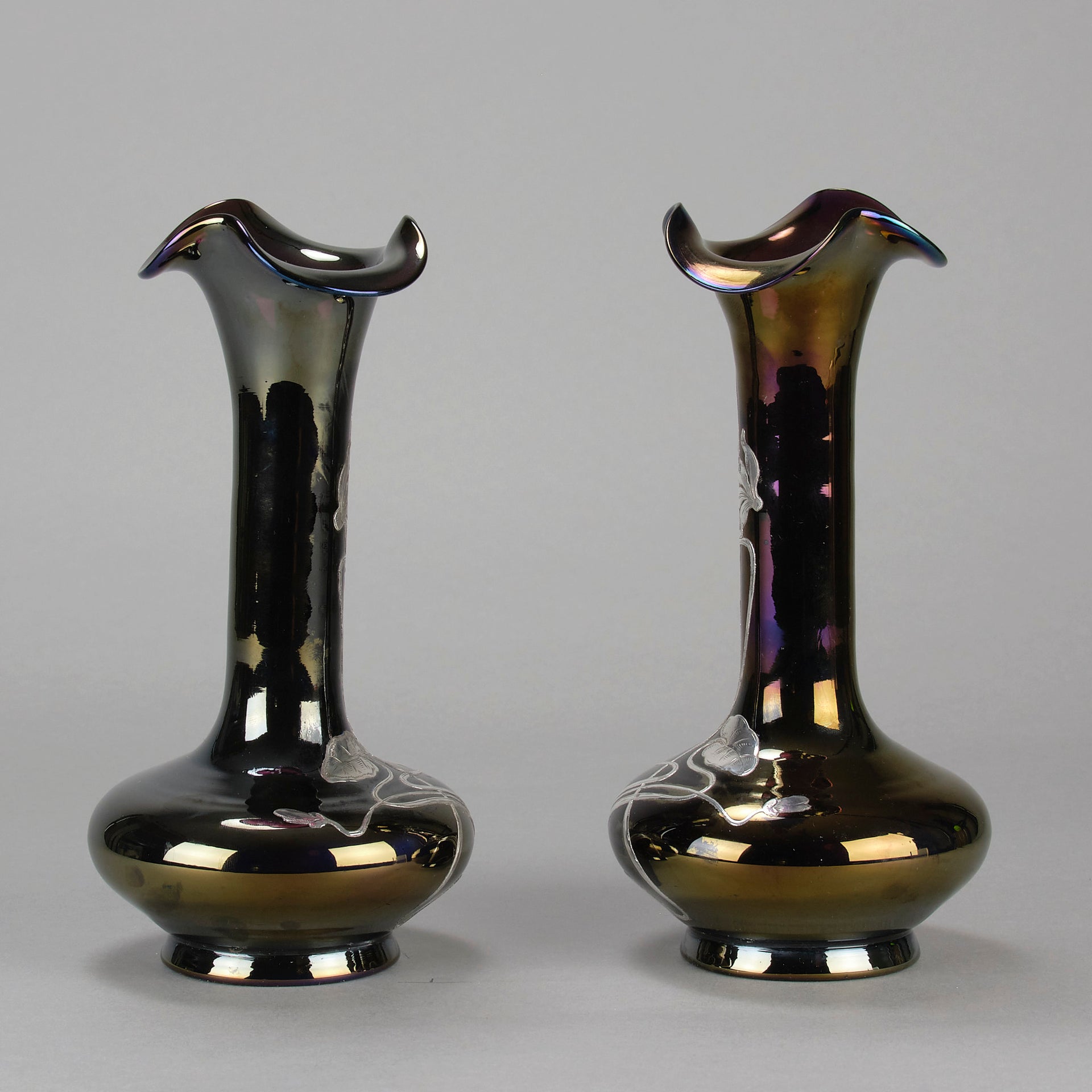 Rindskopf Vases - Art Nouveau Silvered Vases - Hickmet Fine Arts 