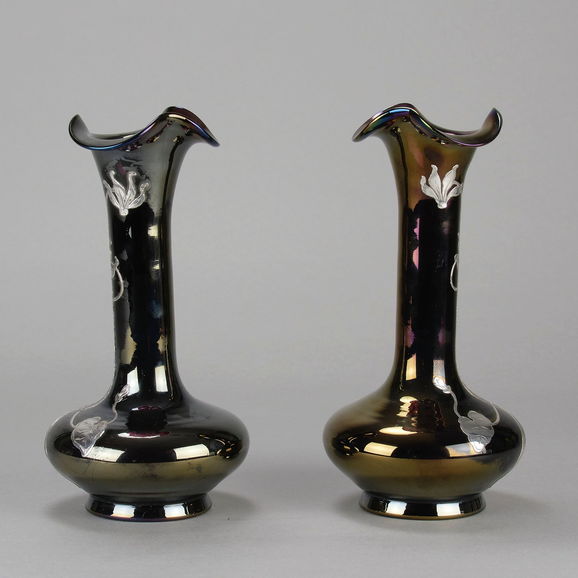 Rindskopf Vases - Art Nouveau Silvered Vases - Hickmet Fine Arts 