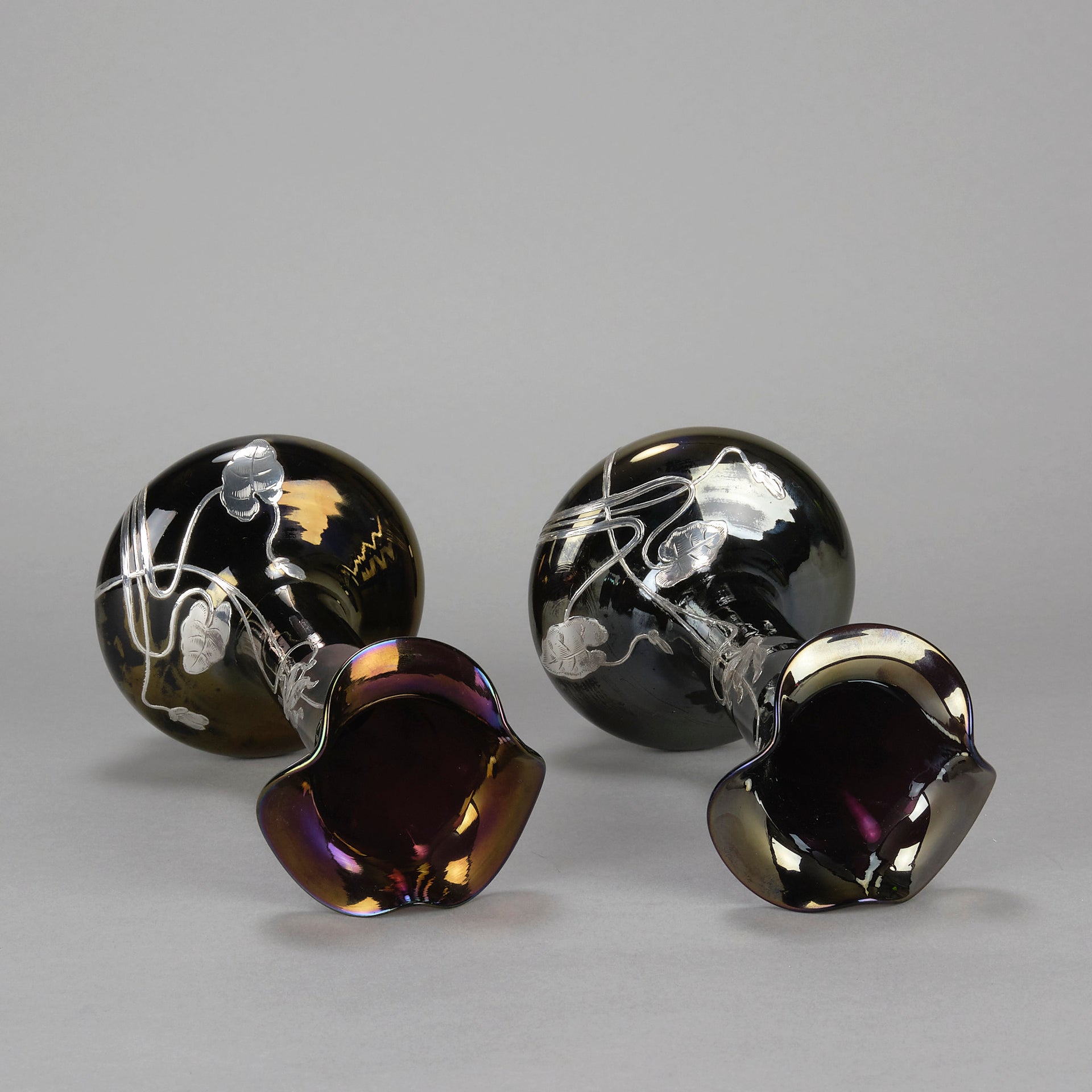 Rindskopf Vases - Art Nouveau Silvered Vases - Hickmet Fine Arts 