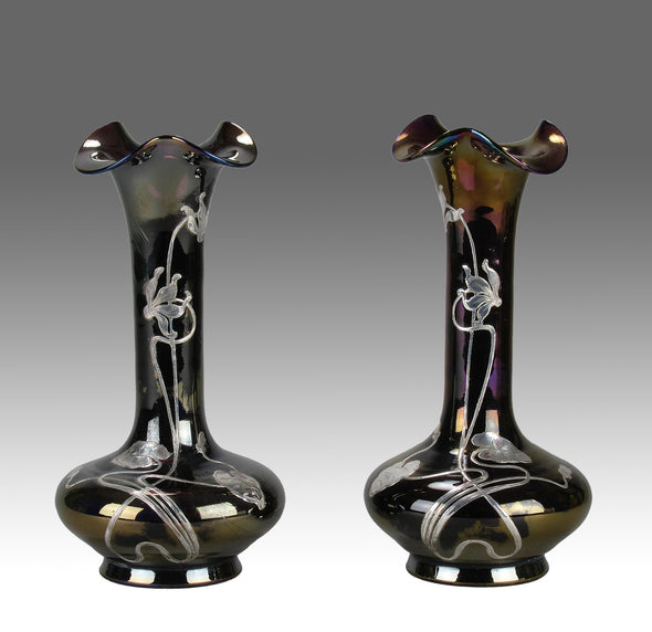 Rindskopf Vases - Art Nouveau Silvered Vases - Hickmet Fine Arts 