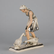Royal Dux Girl And Geese - Art Deco Porcelain - Hickmet Fine Arts 