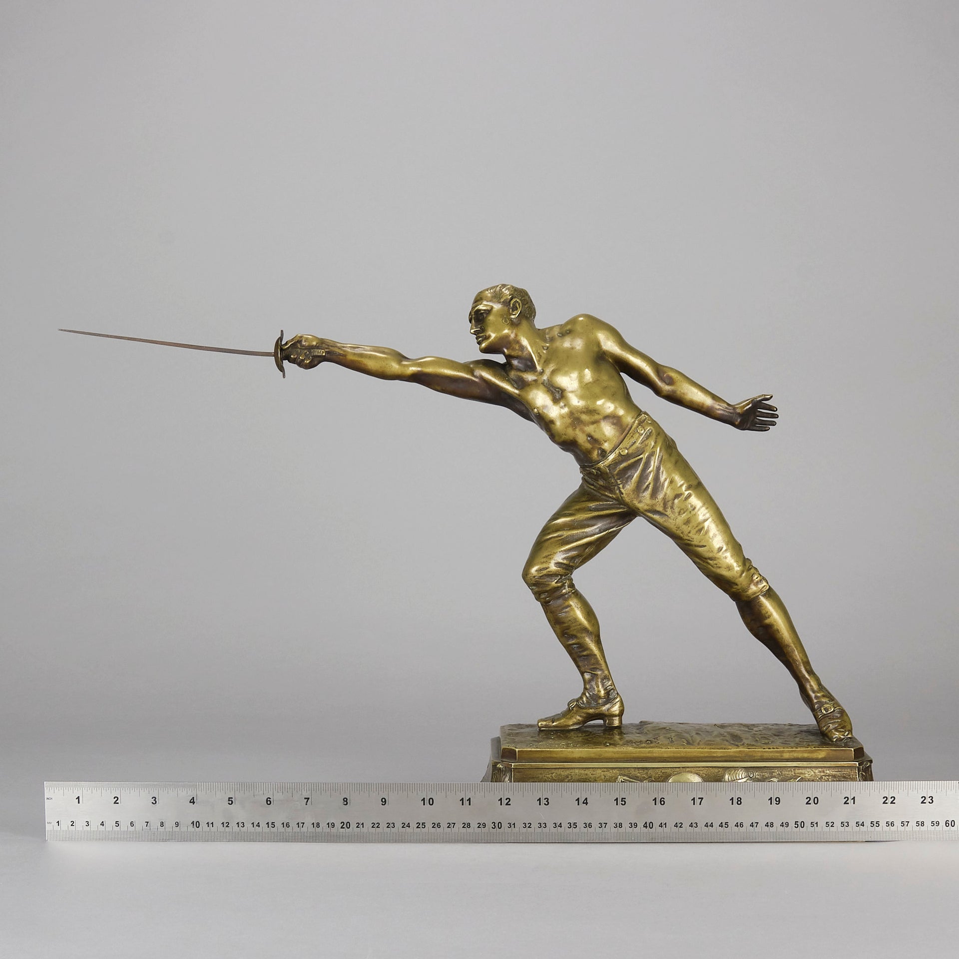 Rudolf Kuchler Bronze Fencer - Art Nouveau - Hickmet Fine Arts 