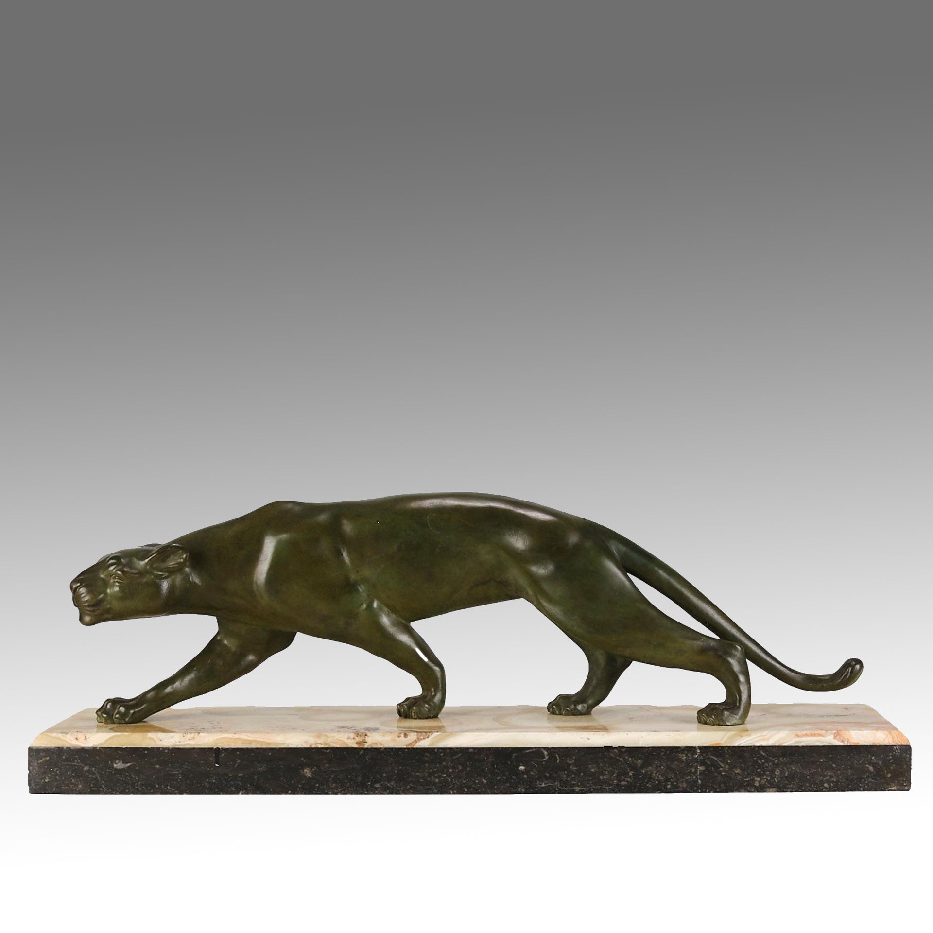 Art Deco Bronze Panther by Salvatore Melani - Hickmet Fine Arts