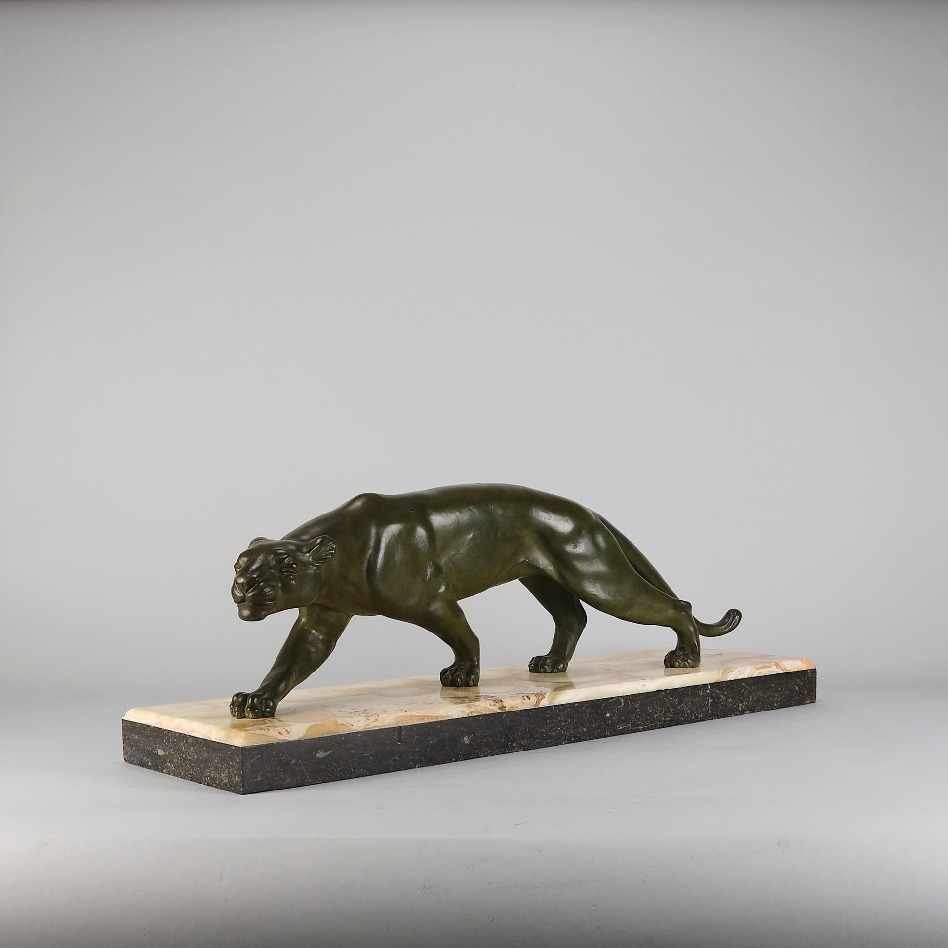 Art Deco Bronze Panther by Salvatore Melani - Hickmet Fine Arts