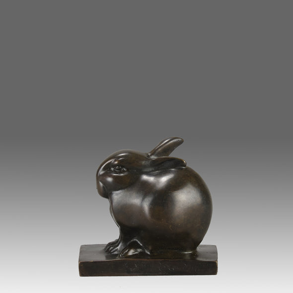 Seated Rabbit - Édouard M Sandoz Bronze - Hickmet Fine Arts