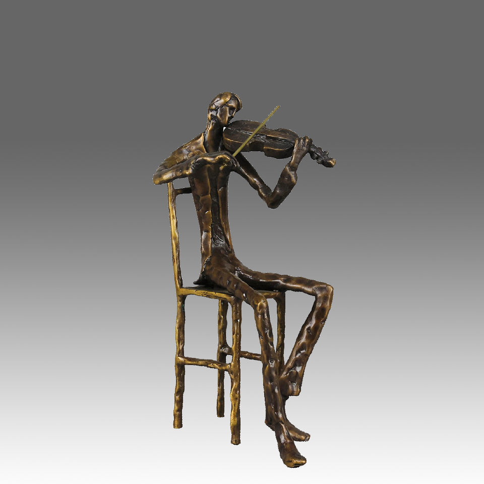 Kim Seated Violinist - Bronze - Hickmet Fine Arts 