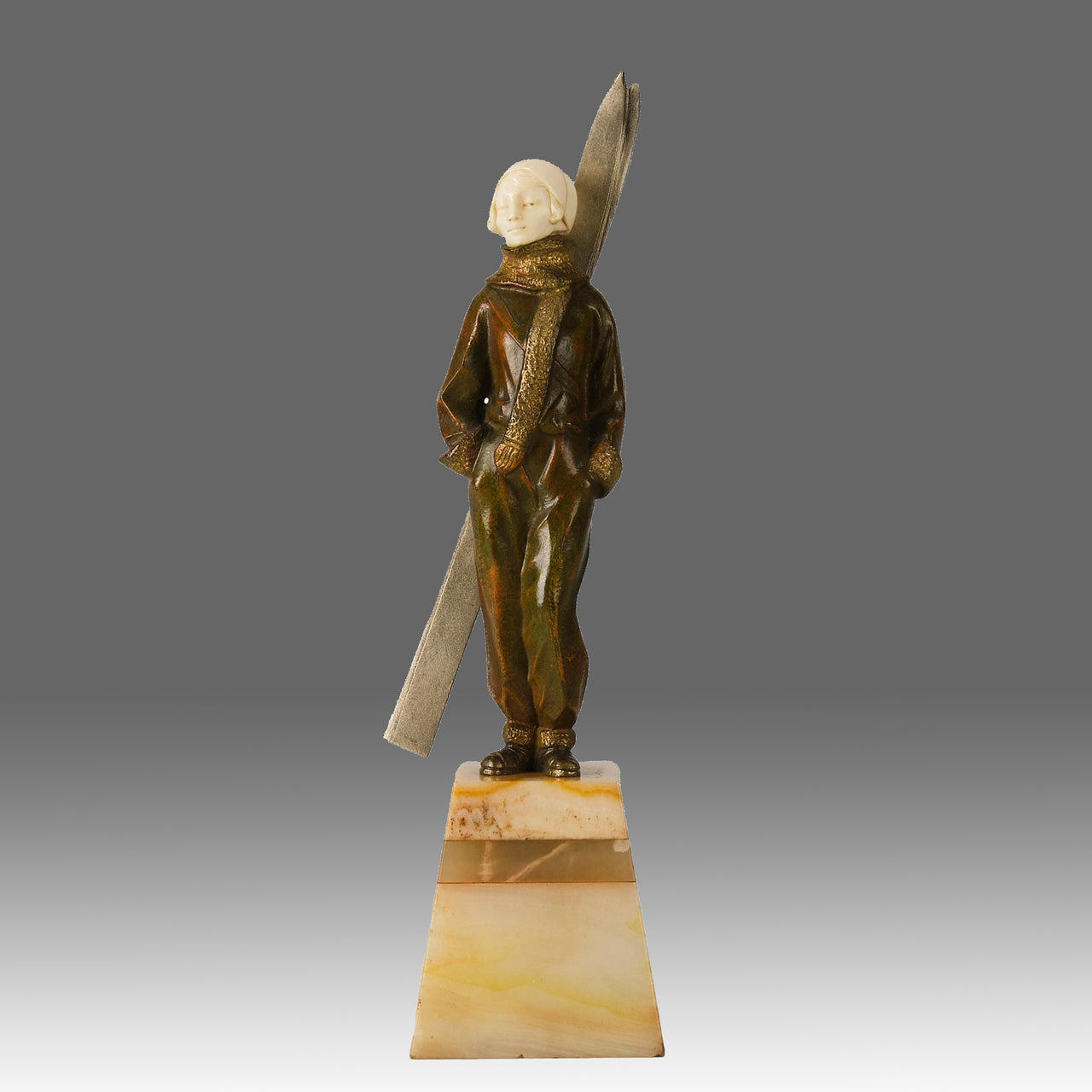 Sosson Bronze Skier - Art Deco Sculpture - Hickmet Fine Arts 