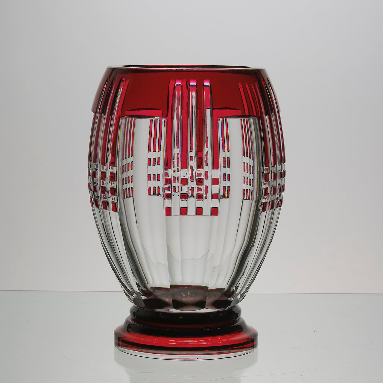 Val St Lambert - Art Deco Red Vase - Hickmet Fine Arts