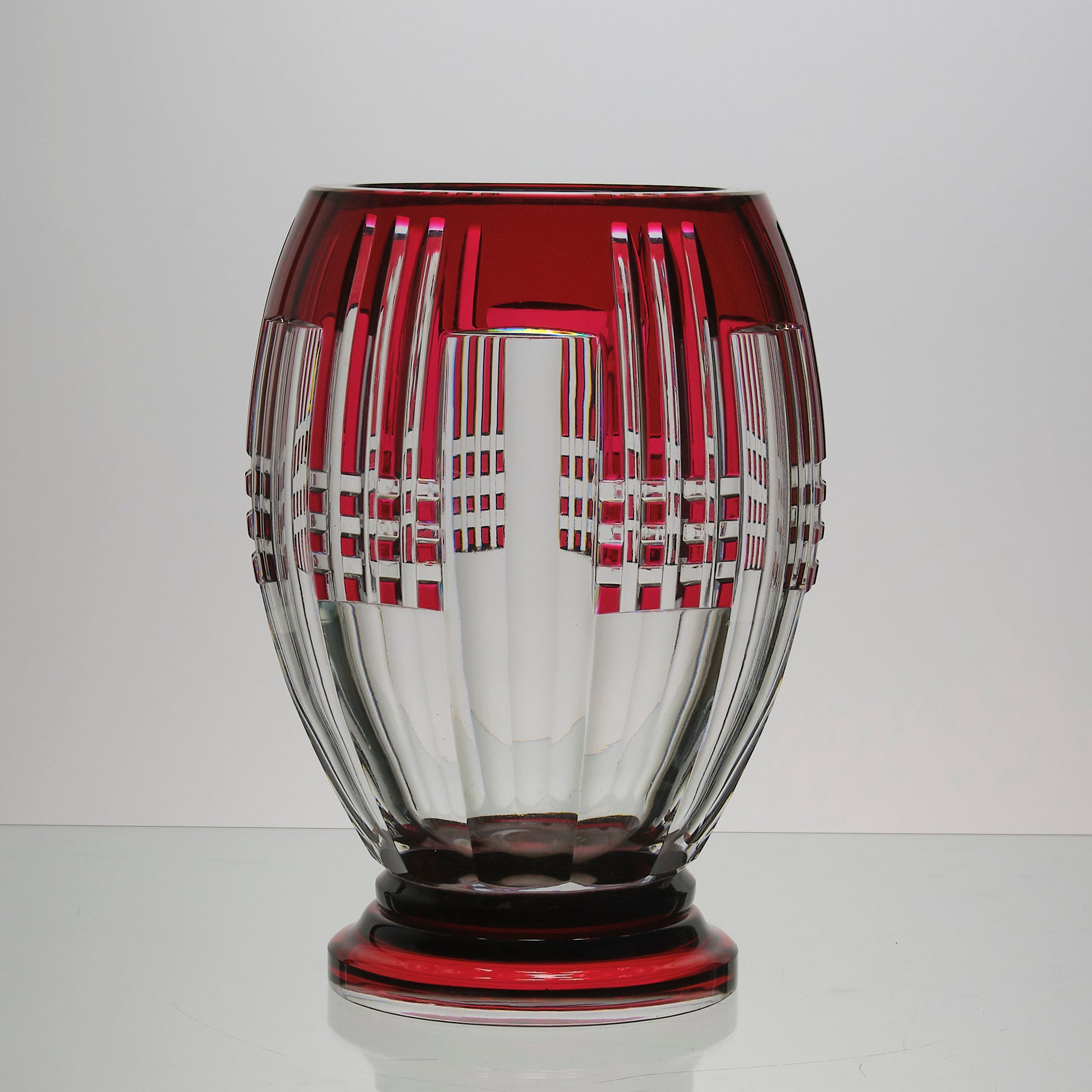 Val St Lambert - Art Deco Red Vase - Hickmet Fine Arts