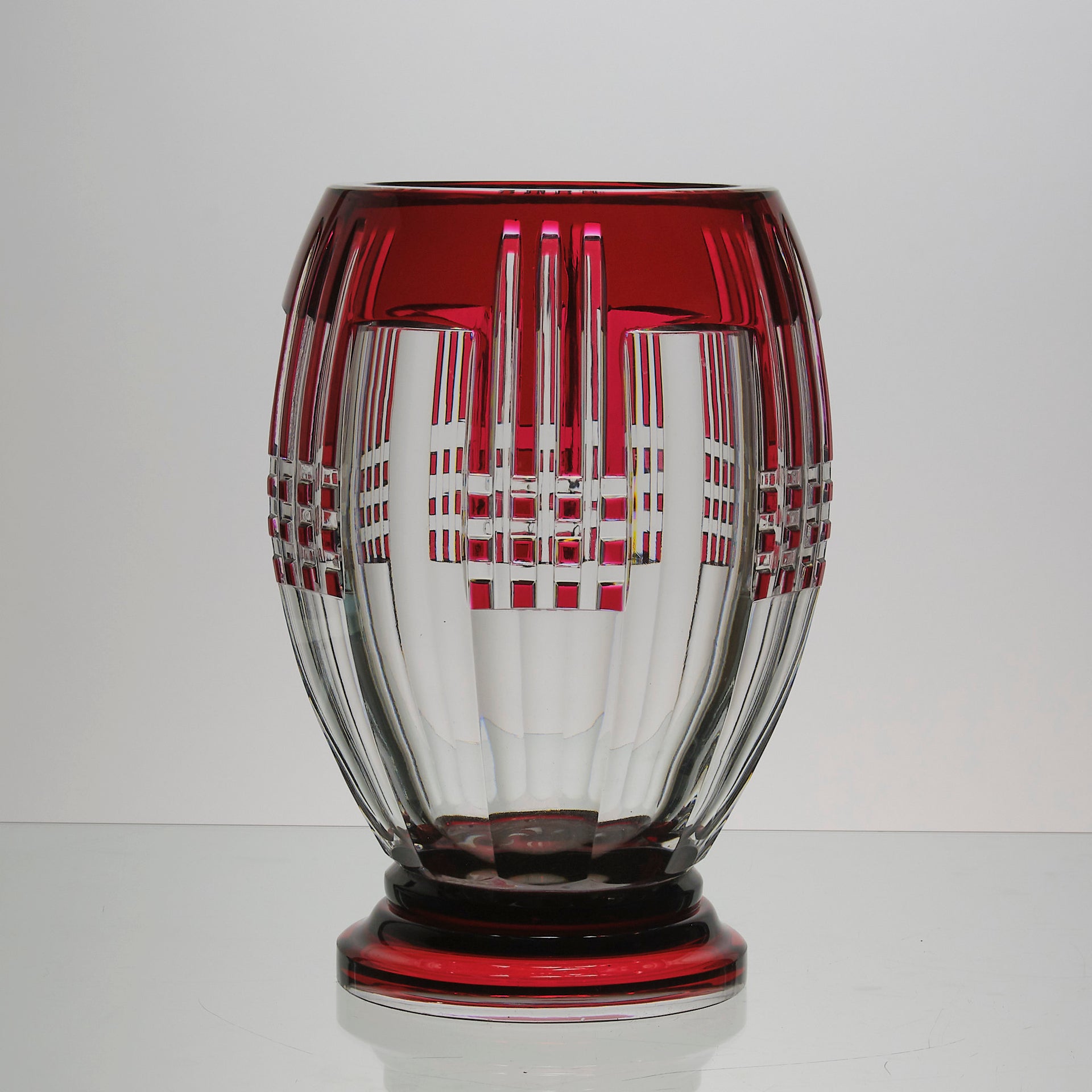 Val St Lambert - Art Deco Red Vase - Hickmet Fine Arts