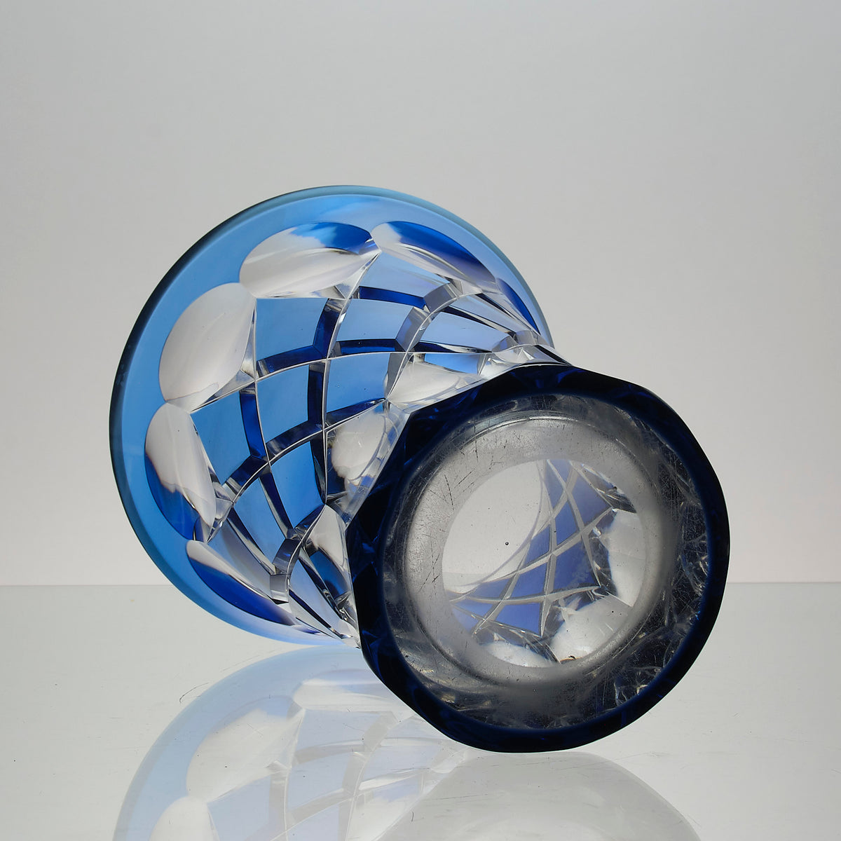 Blue Art Deco Val St Lambert Vase