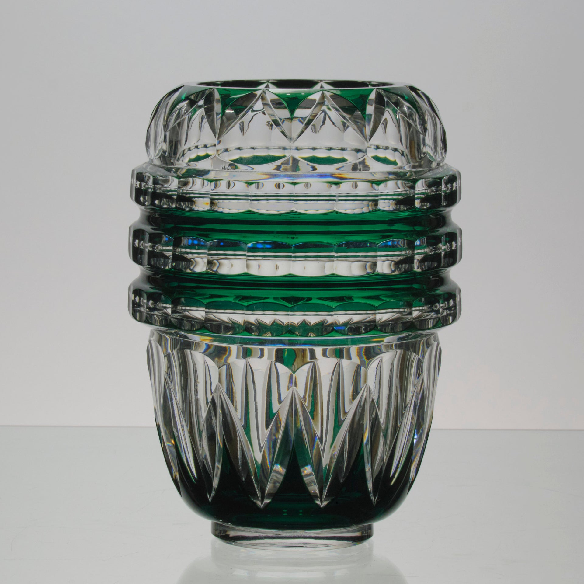 Val St Lambert - Art Deco Green Vase - Hickmet Fine Arts