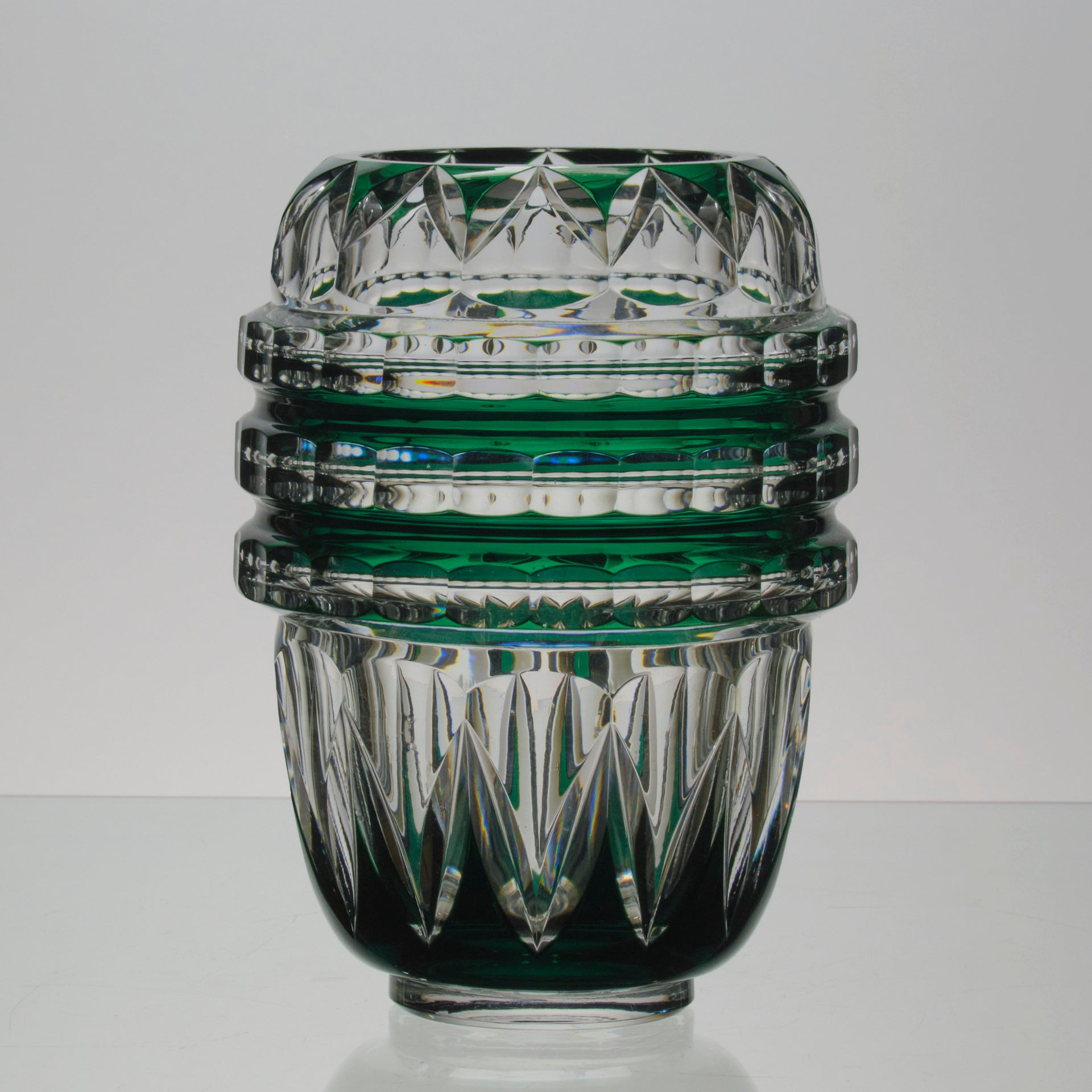 Val St Lambert - Art Deco Green Vase - Hickmet Fine Arts