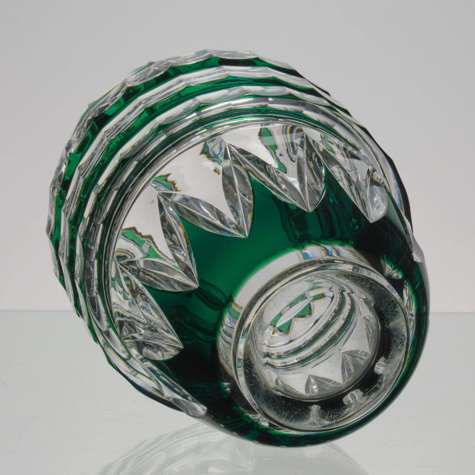 Val St Lambert - Art Deco Green Vase - Hickmet Fine Arts