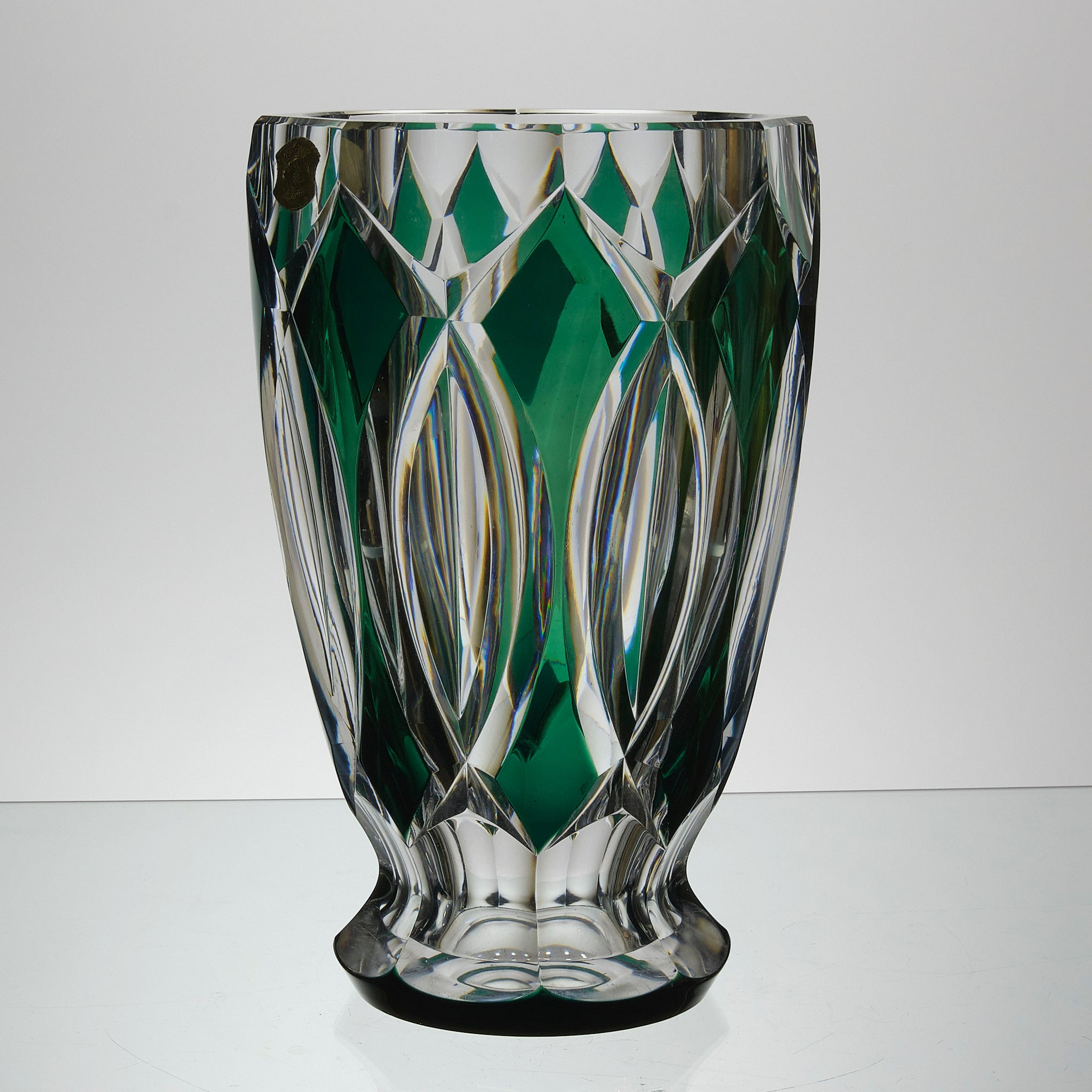 Val St Lambert - Art Nouveau Emerald Vase - Hickmet Fine Arts