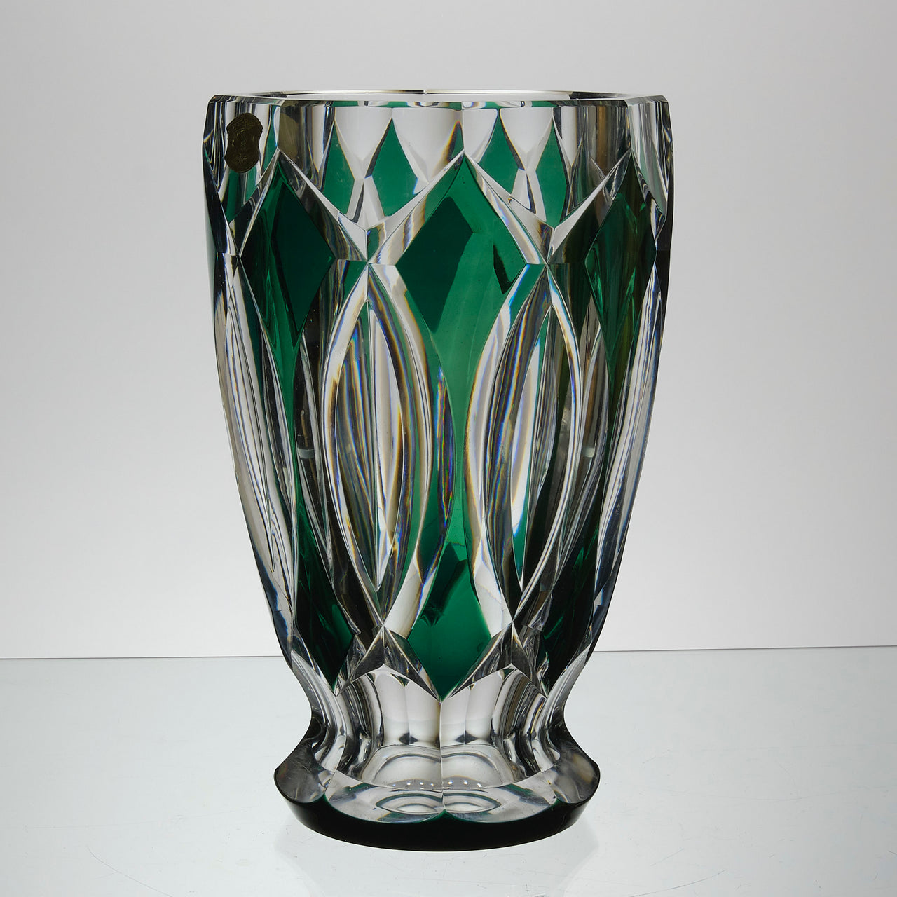 Val St Lambert - Art Nouveau Emerald Vase - Hickmet Fine Arts