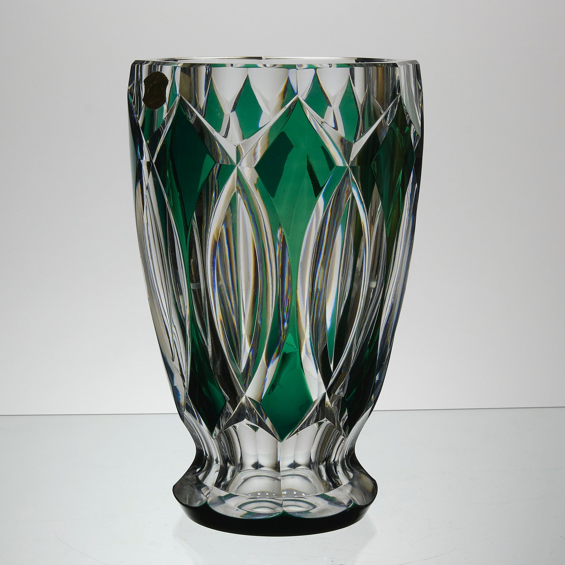Val St Lambert - Art Nouveau Emerald Vase - Hickmet Fine Arts