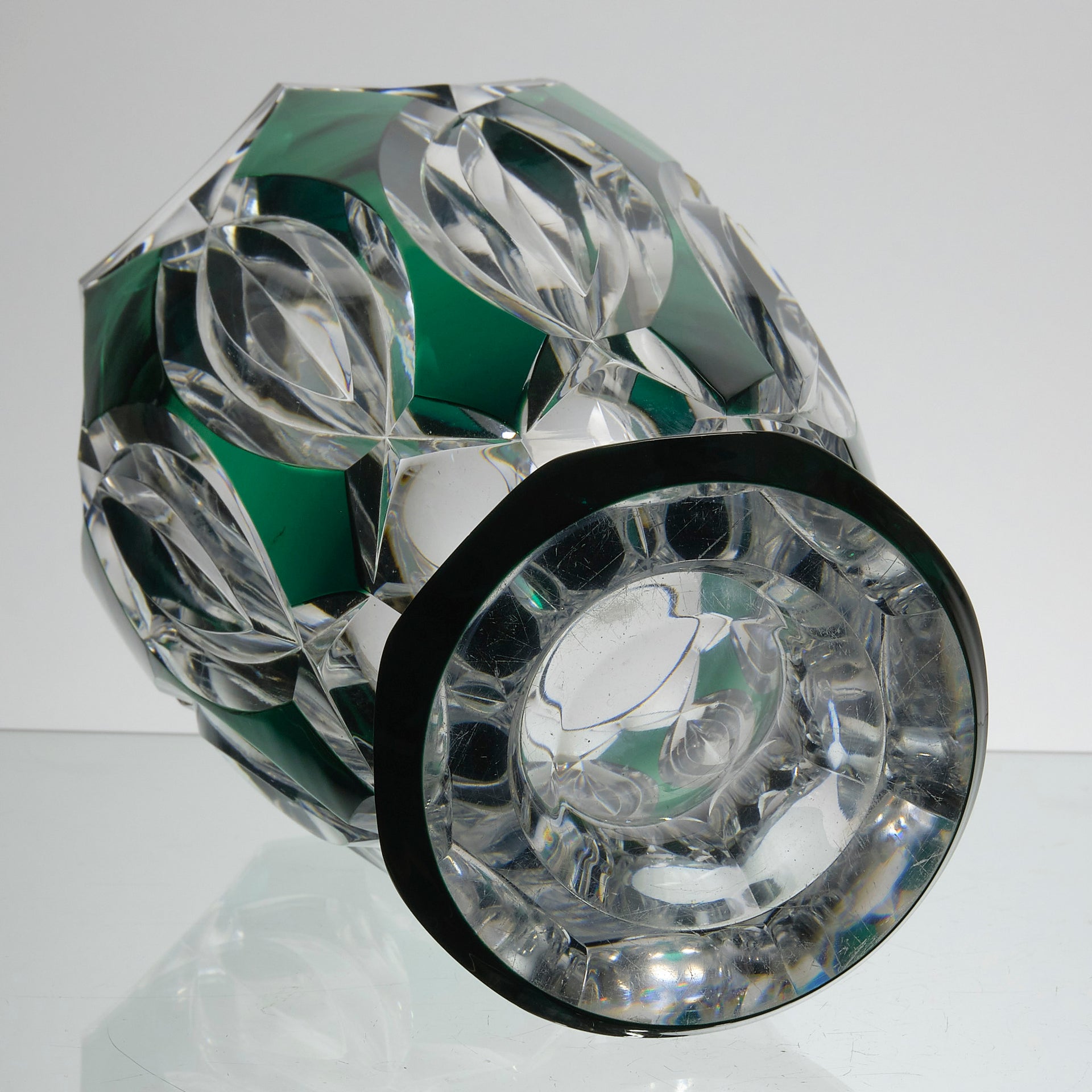 Val St Lambert - Art Nouveau Emerald Vase - Hickmet Fine Arts