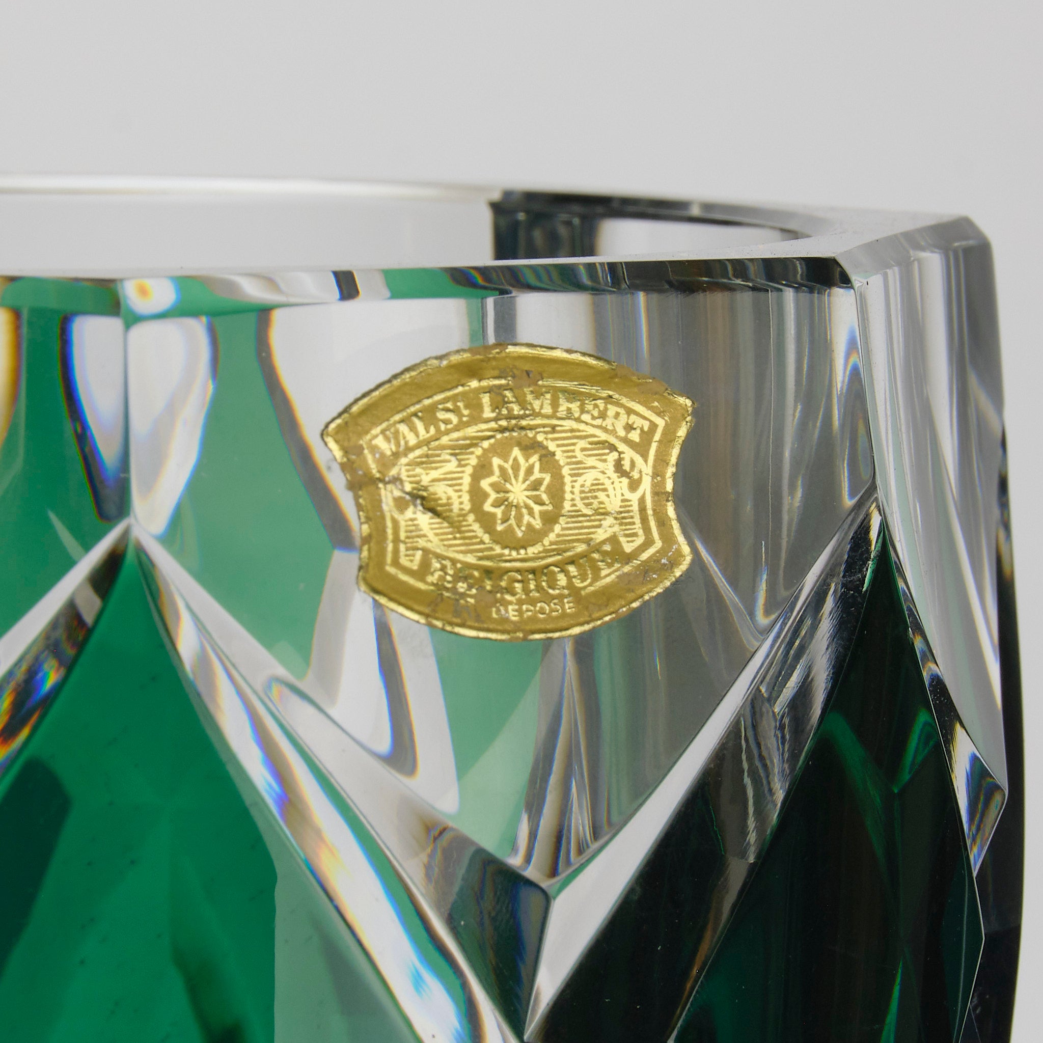 Val St Lambert - Art Nouveau Emerald Vase - Hickmet Fine Arts
