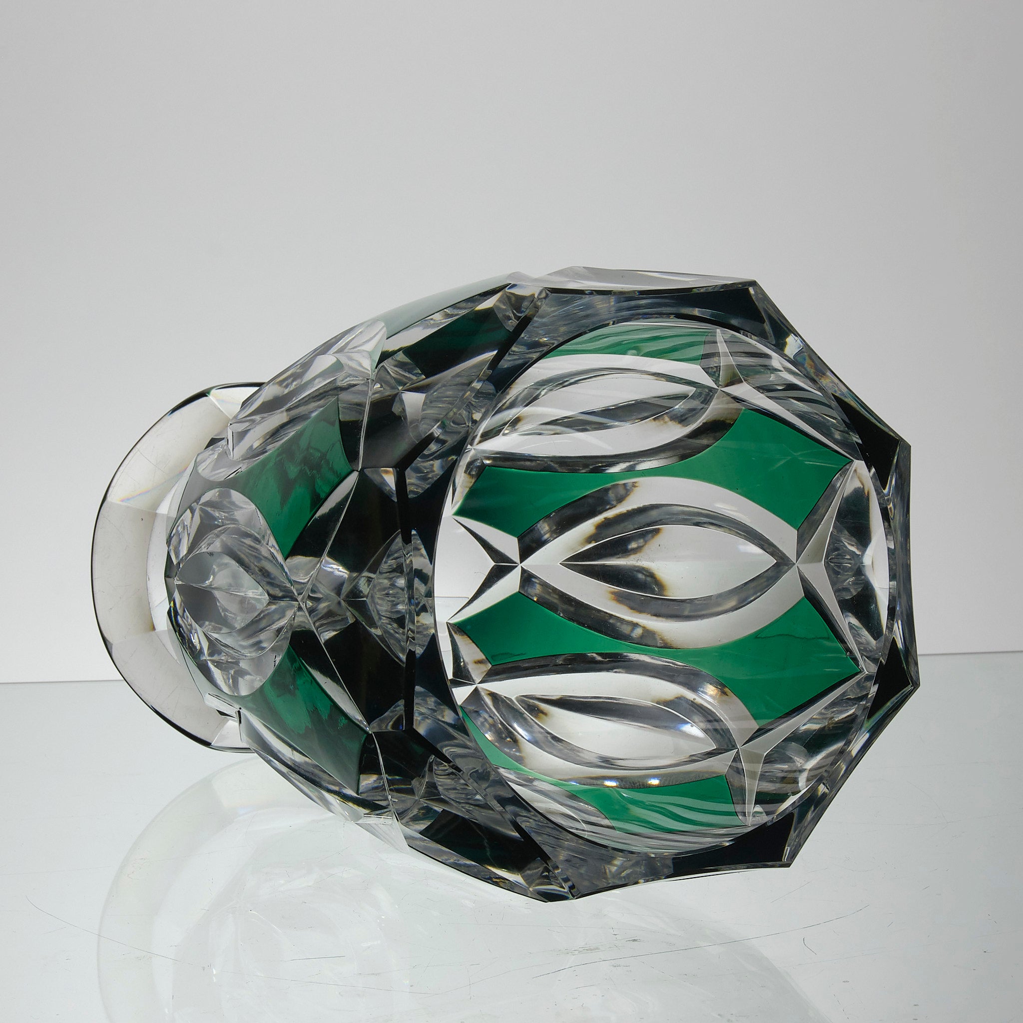 Val St Lambert - Art Nouveau Emerald Vase - Hickmet Fine Arts