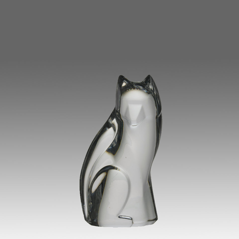 Val St Lambert - Art Deco Seated Cat - Hickmet Fine Arts