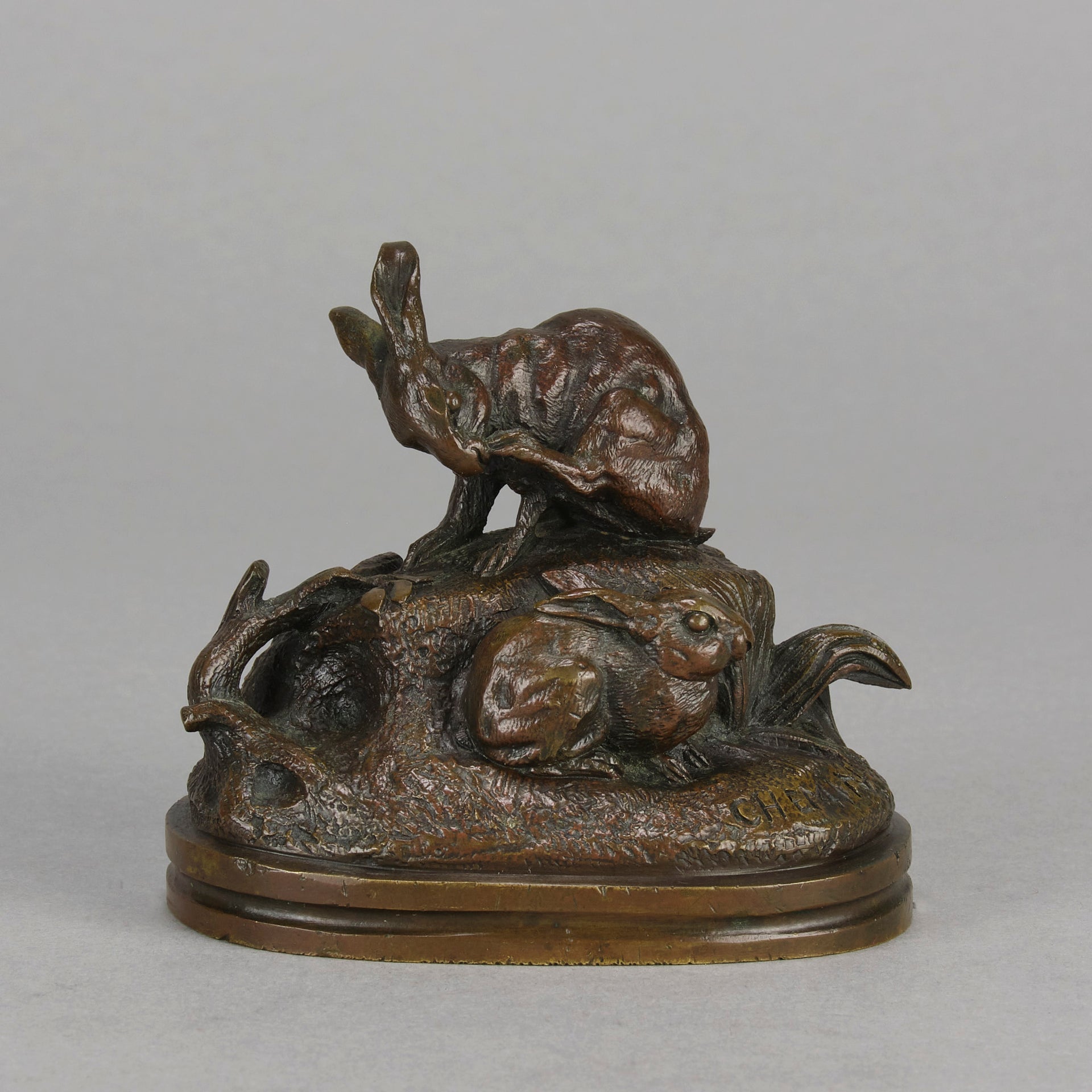 Victor Chemin Bronze - Pair of Rabbits - Hickmet Fine Arts 