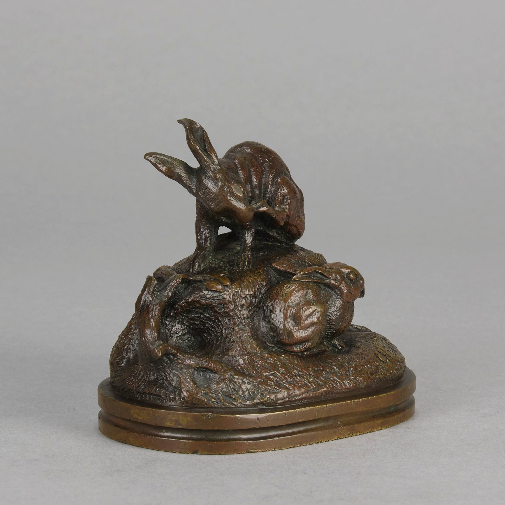 Victor Chemin Bronze - Pair of Rabbits - Hickmet Fine Arts 
