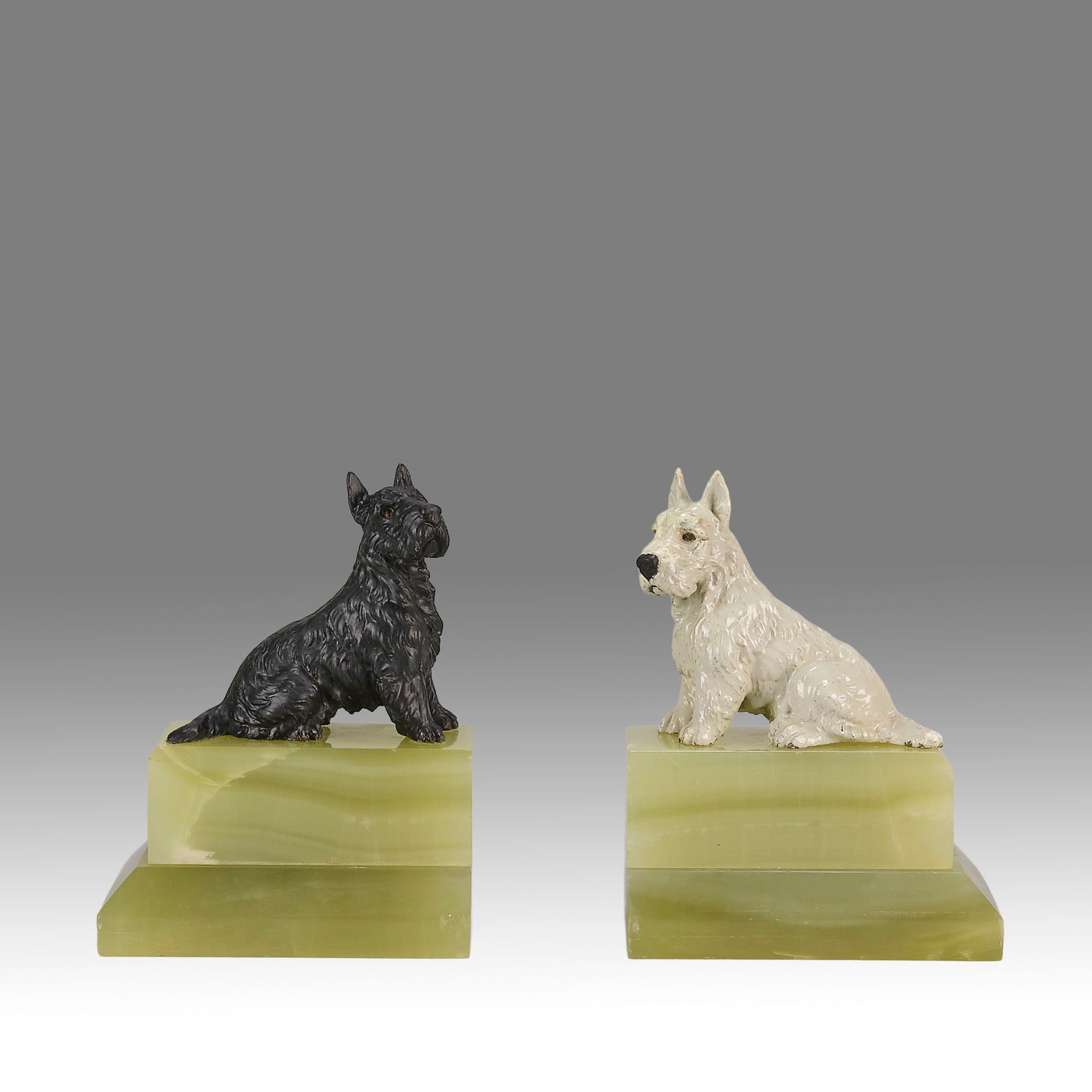 Vienna Bronze Terrier Bookends - Austrian Bronze - Hickmet Fine Arts  