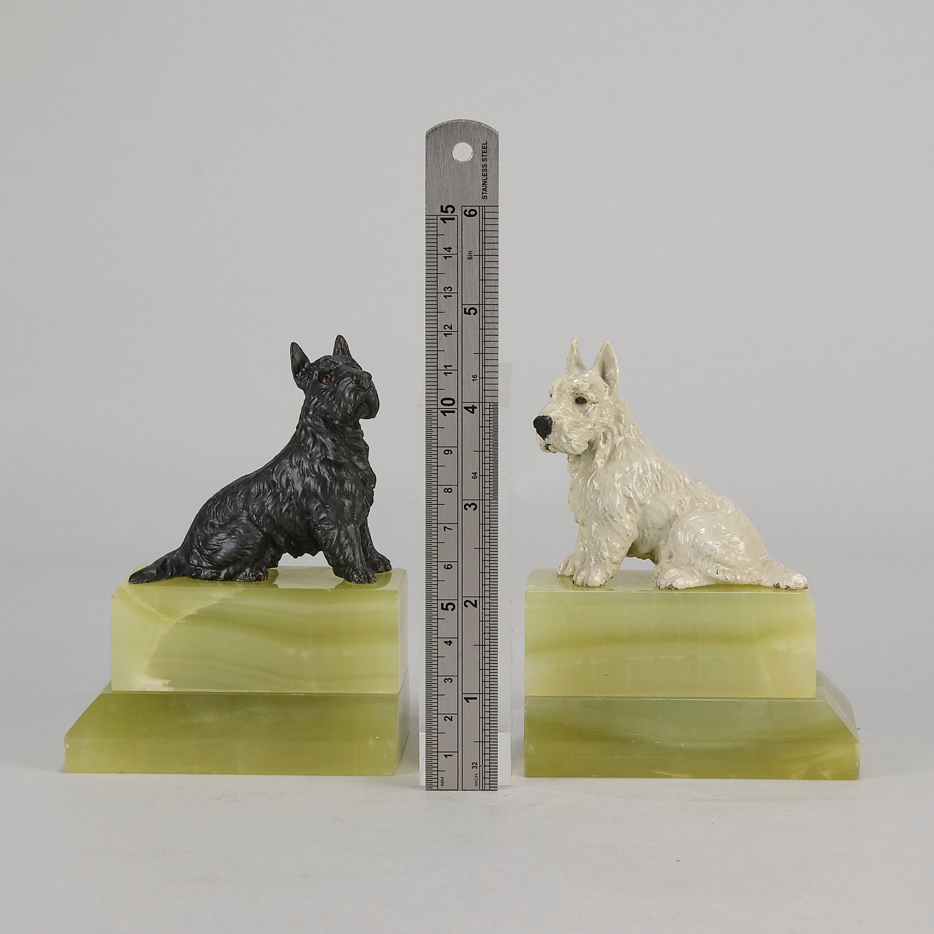 Vienna Bronze Terrier Bookends - Austrian Bronze - Hickmet Fine Arts  