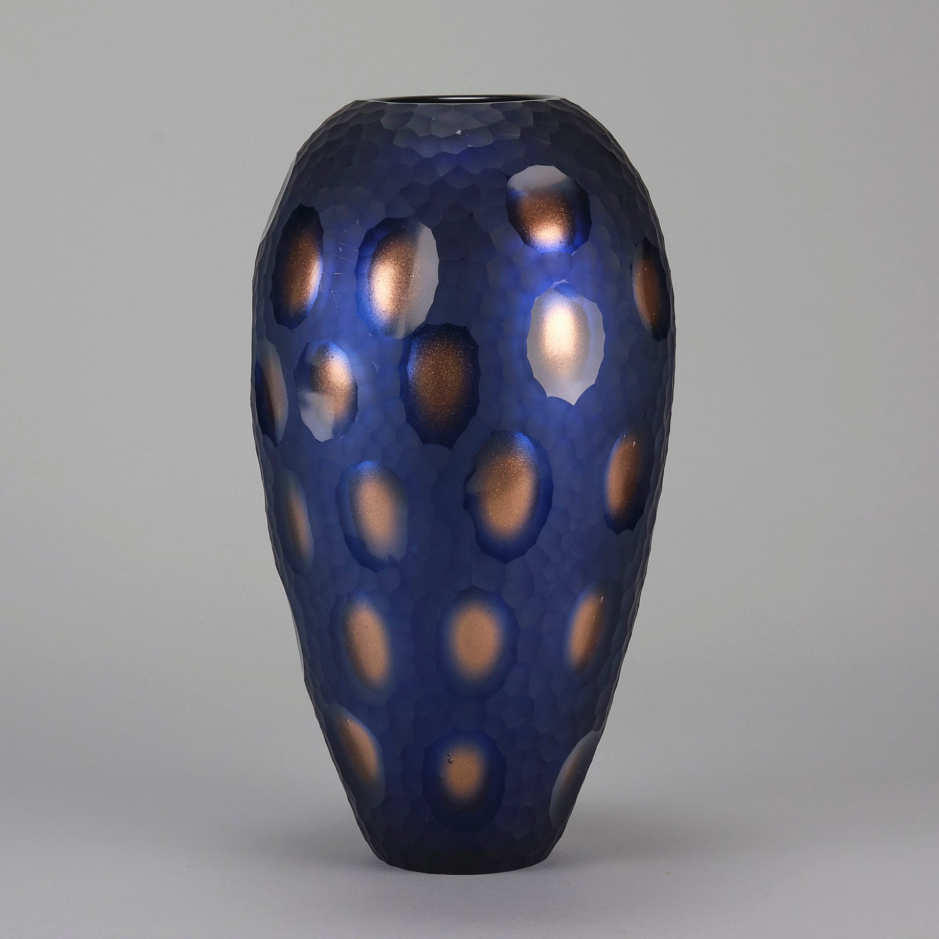 Vittorio Ferro Murano Blue and Bronze Vase - Hickmet Fine Arts 