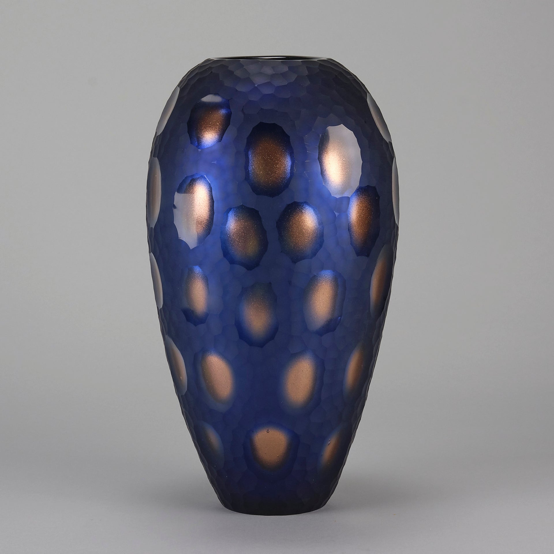 Vittorio Ferro Murano Blue and Bronze Vase - Hickmet Fine Arts 