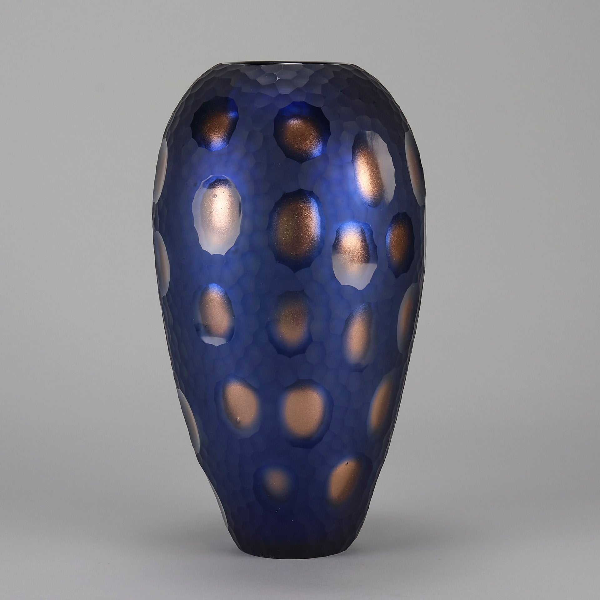 Vittorio Ferro Murano Blue and Bronze Vase - Hickmet Fine Arts 