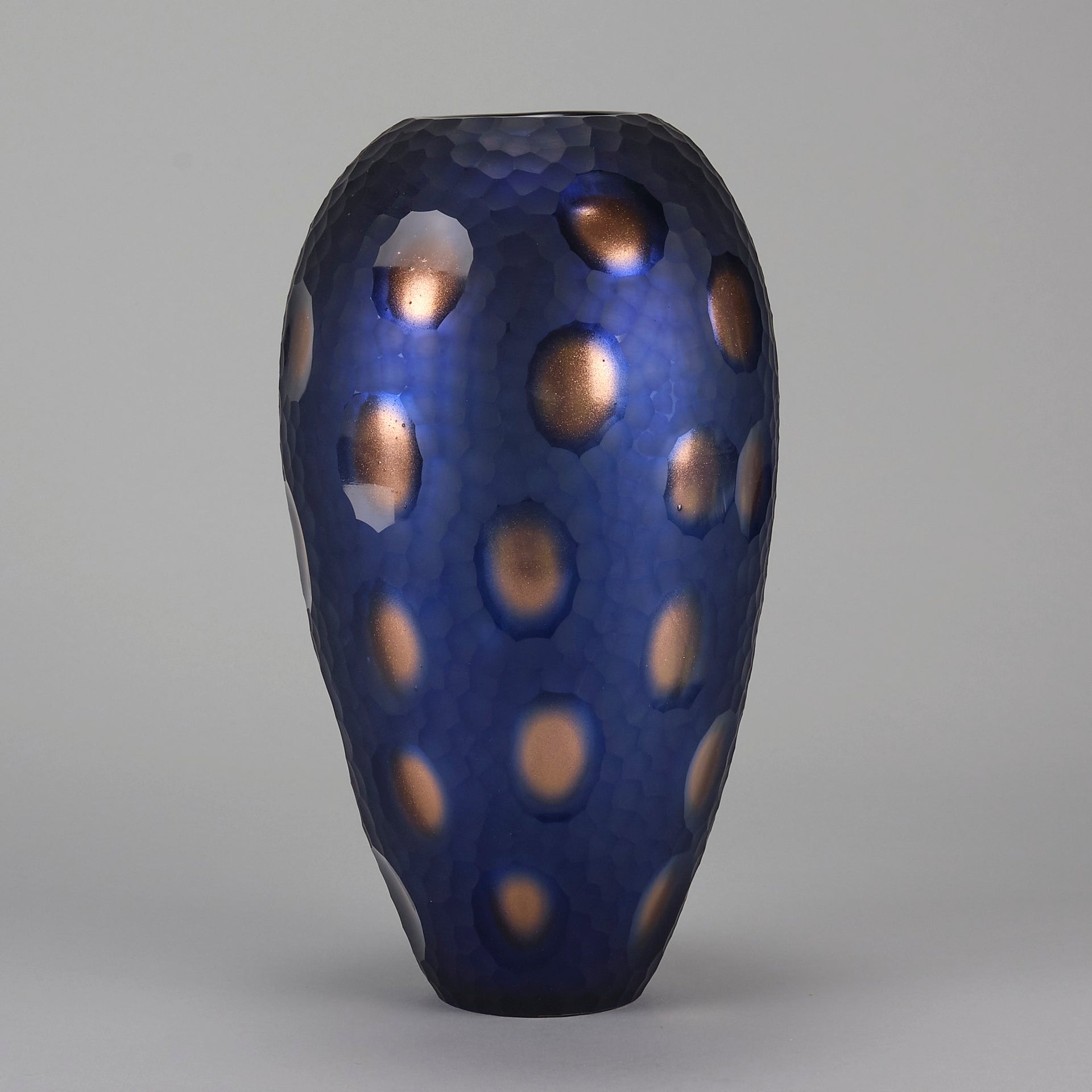 Vittorio Ferro Murano Blue and Bronze Vase - Hickmet Fine Arts 