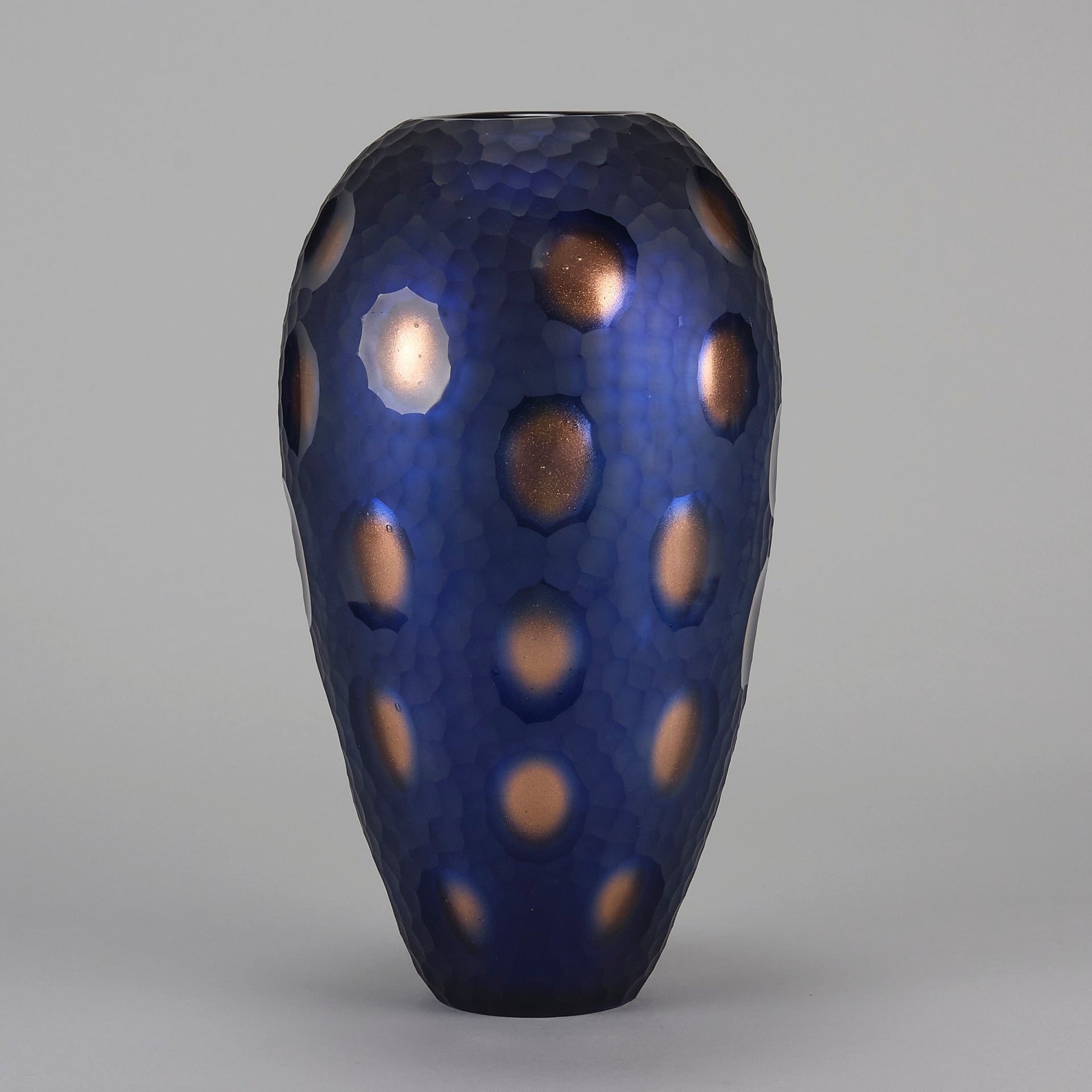 Vittorio Ferro Murano Blue and Bronze Vase - Hickmet Fine Arts 
