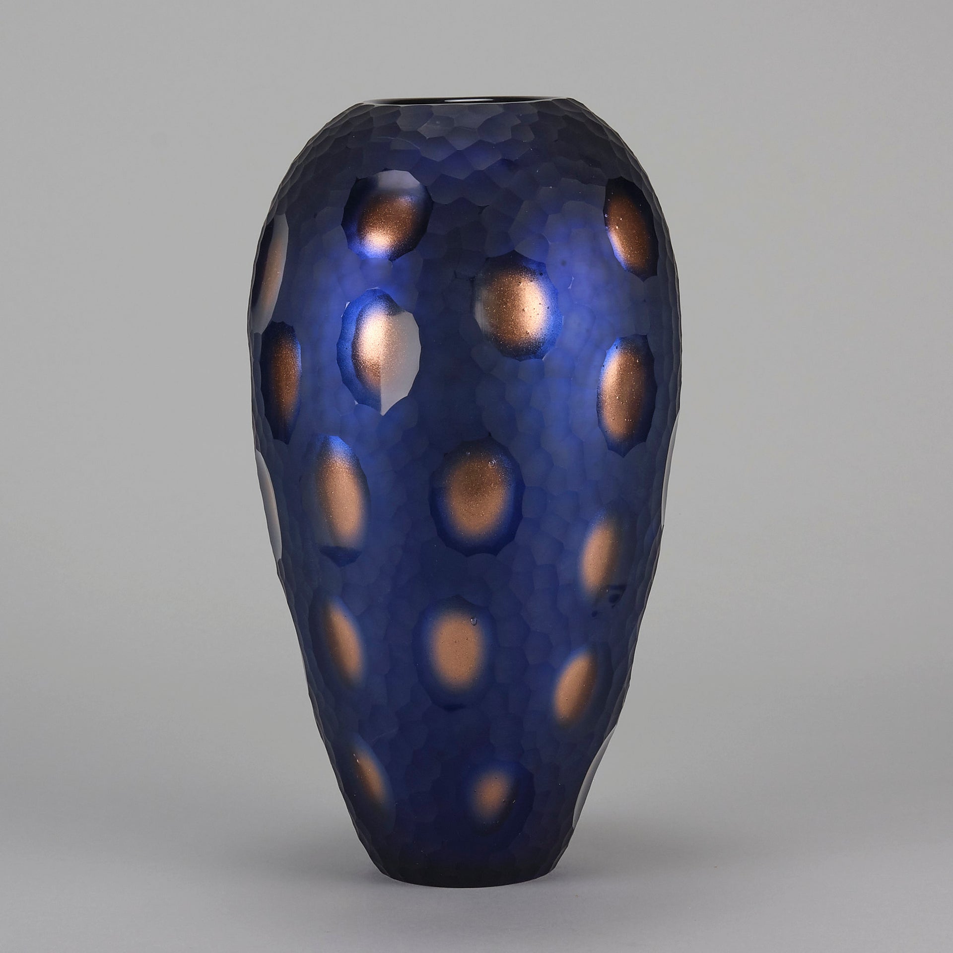 Vittorio Ferro Murano Blue and Bronze Vase - Hickmet Fine Arts 