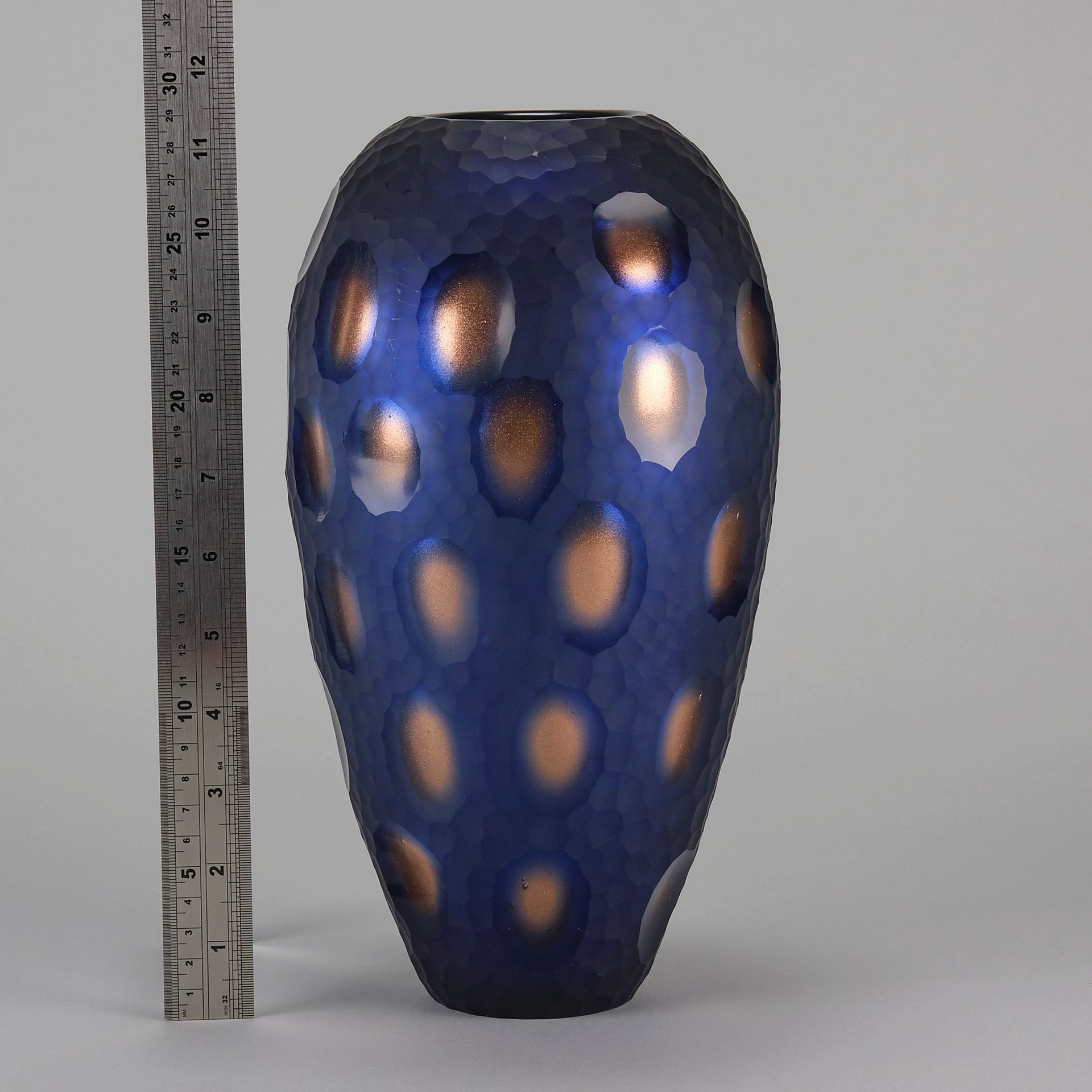 Vittorio Ferro Murano Blue and Bronze Vase - Hickmet Fine Arts 