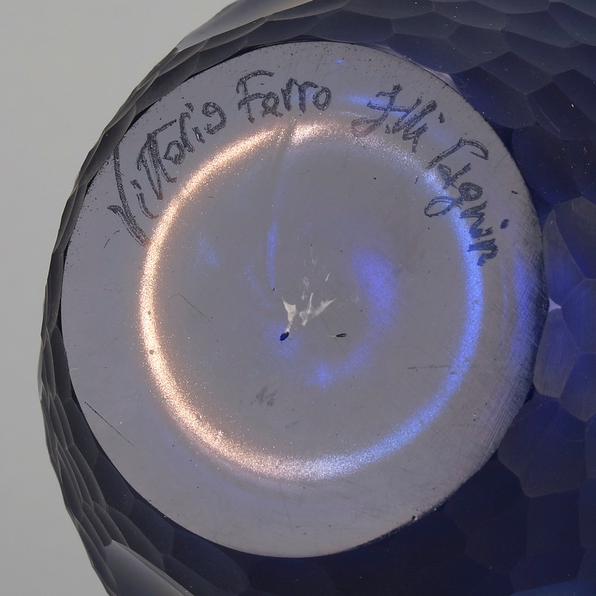 Vittorio Ferro Murano Blue and Bronze Vase - Hickmet Fine Arts 