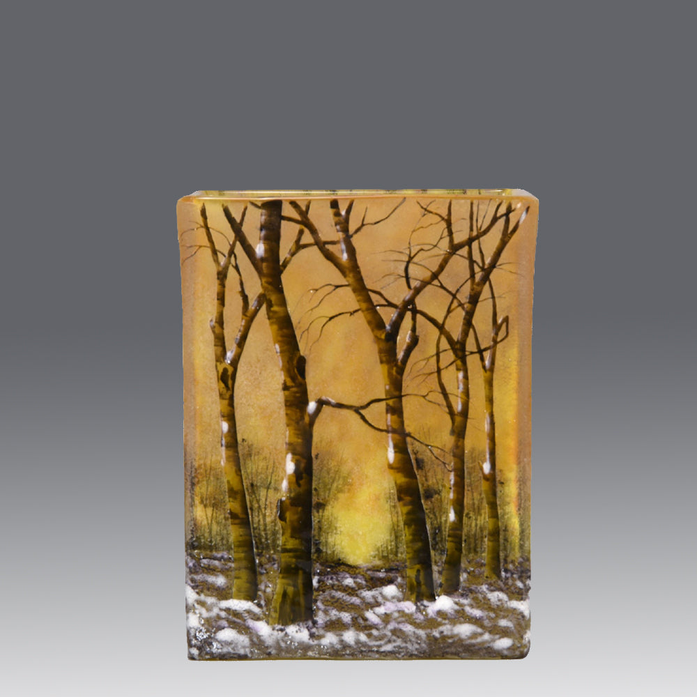 Daum Winter Vase - Art Nouveau Cameo Vase - Daum Frères Glass - Art Nouveau Glass - Hickmet Fine Arts