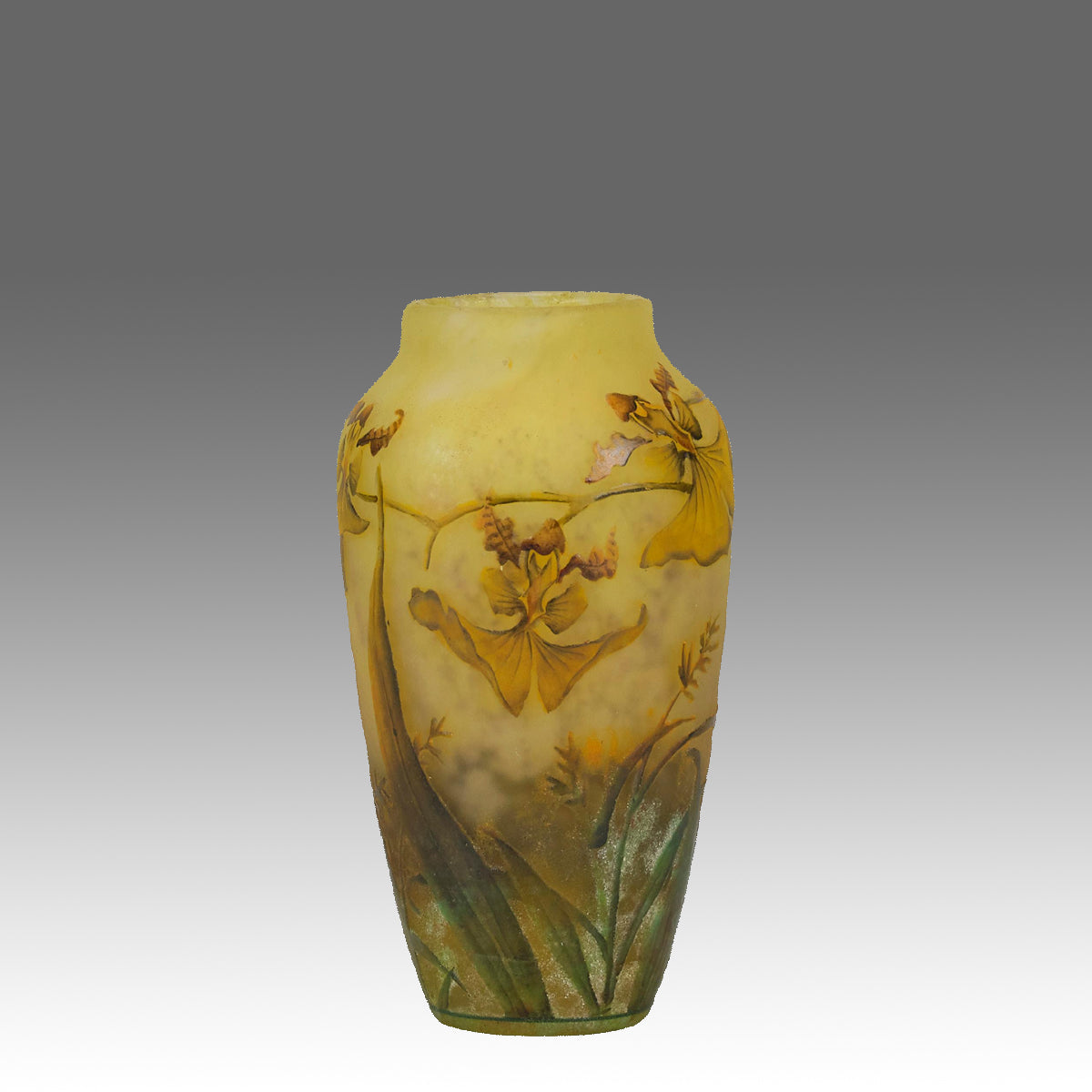 Daum Yellow Flower Vase - Art Nouveau Glass - Hickmet Fine Arts