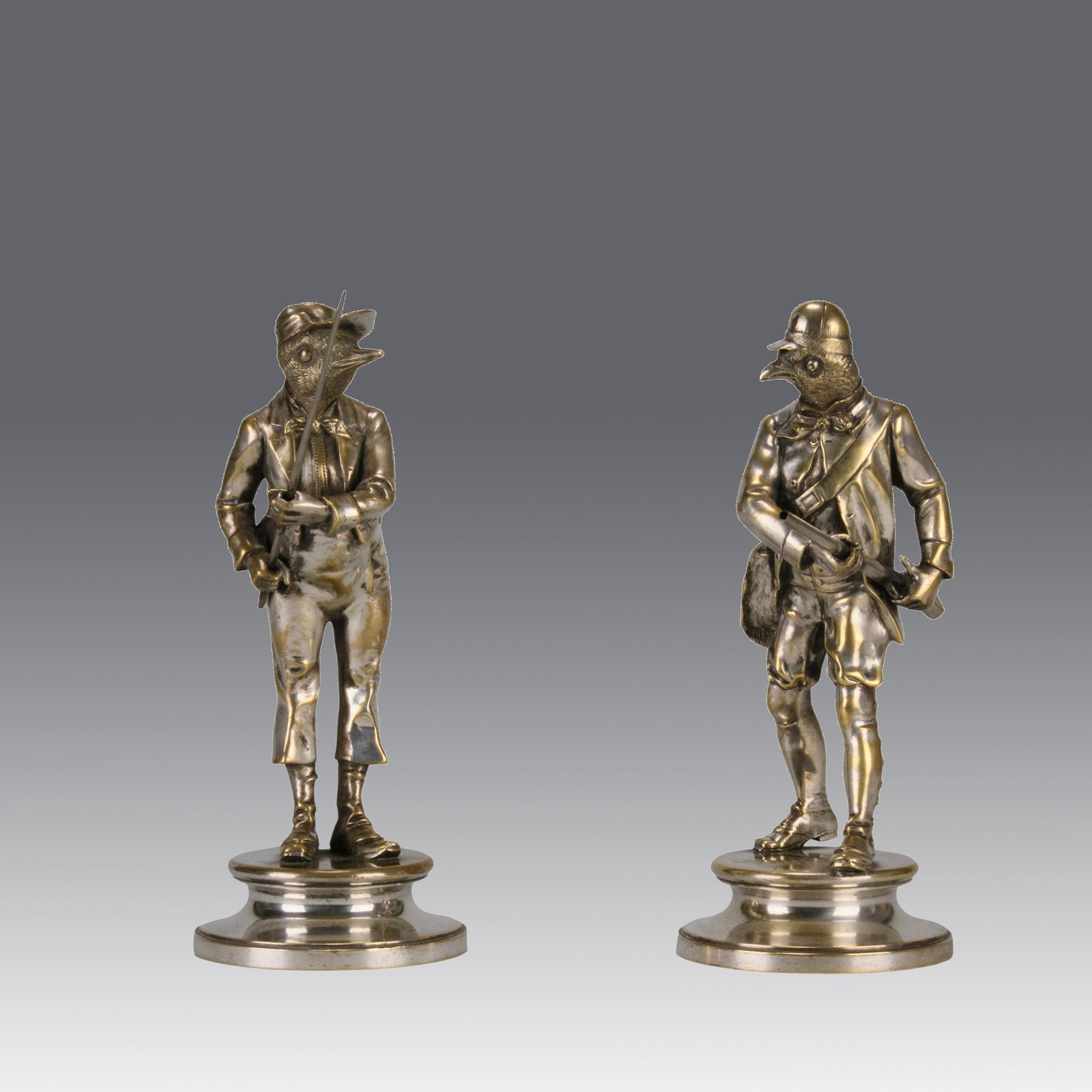 Émile Scaillet Bronze - Pêcheur And Chasseur - Hickmet Fine Arts 