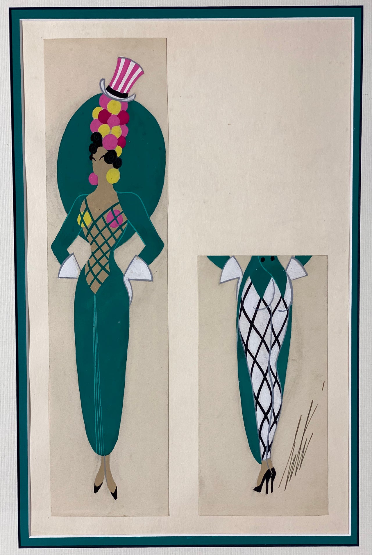 Erte Uncle Sam - Goache Costume Design - Hickmet Fine Arts