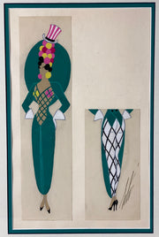 Erte Uncle Sam - Goache Costume Design - Hickmet Fine Arts