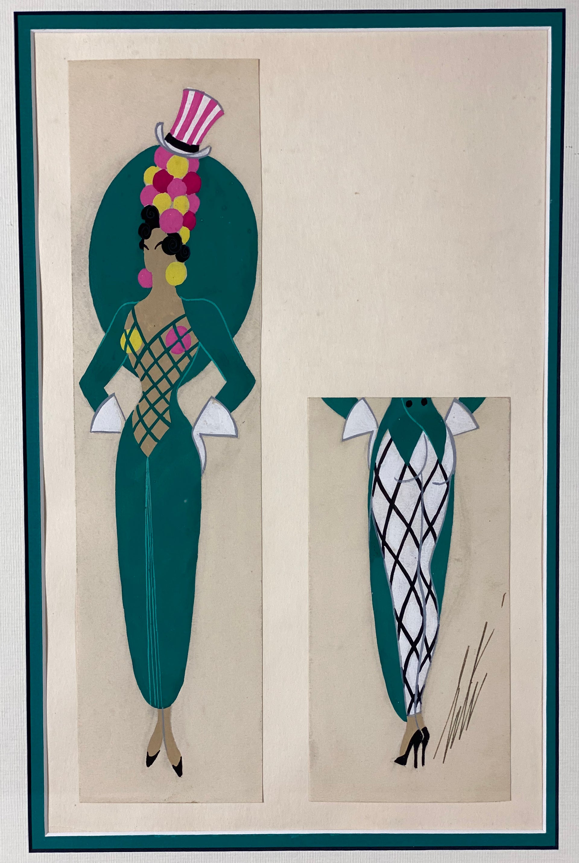 Erte Uncle Sam - Goache Costume Design - Hickmet Fine Arts